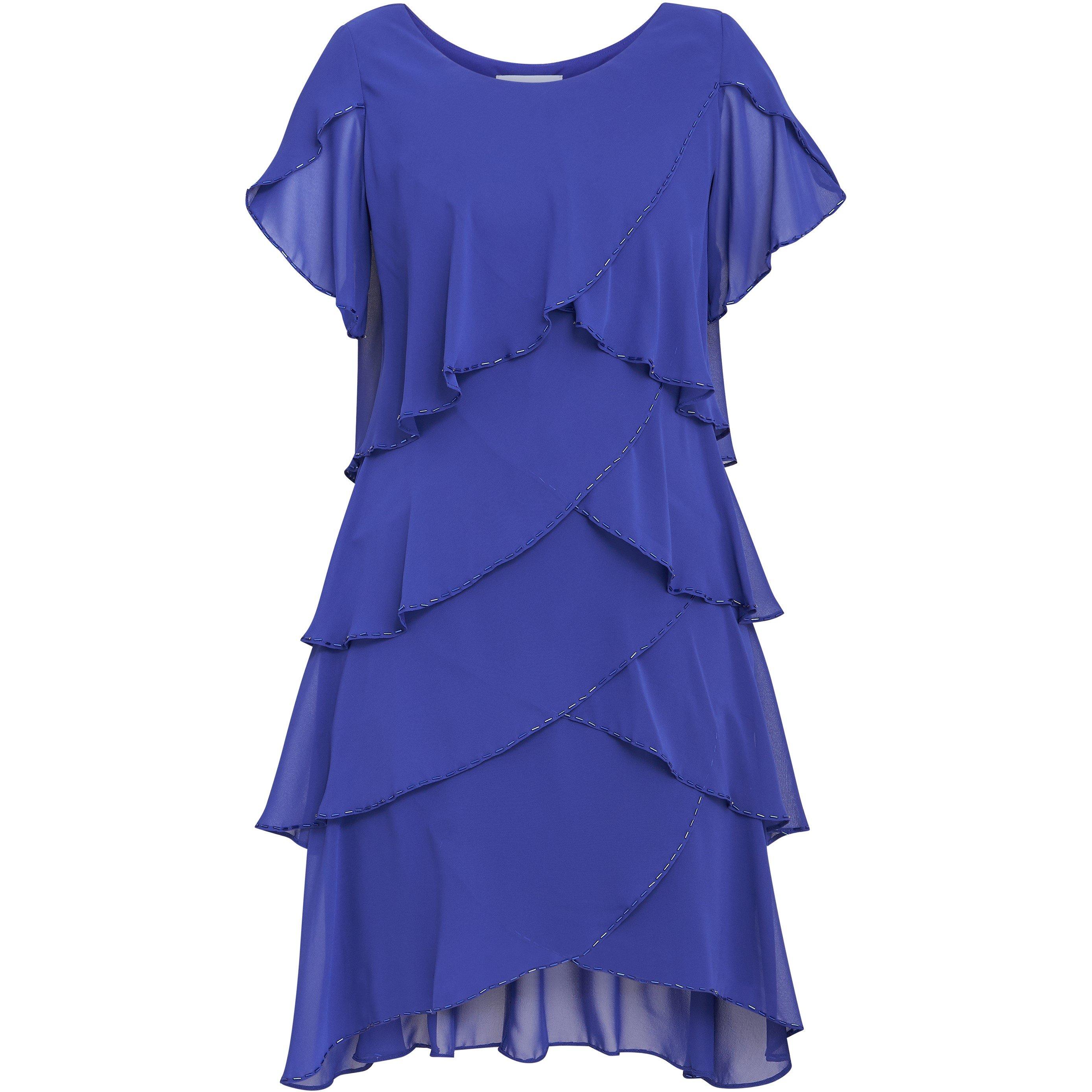 Iris - Gina Bacconi - Trysta Bugle Beaded Trim Tiered Dress - 4