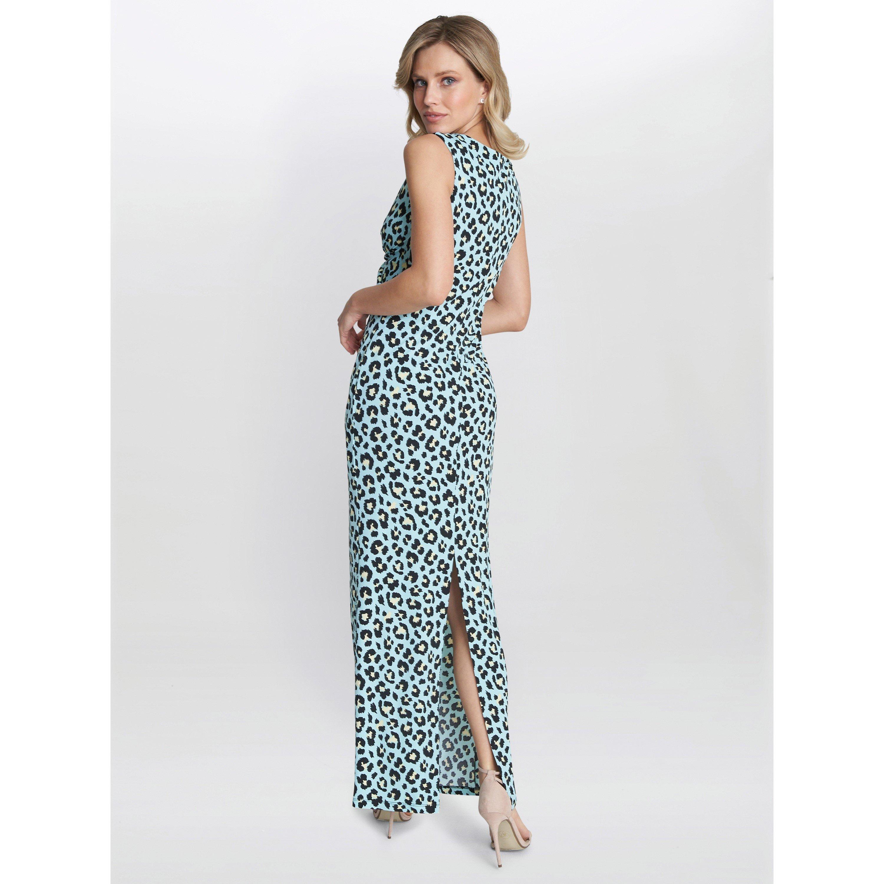 Turquoise - Gina Bacconi - Hudson Animal Jersey Maxi Dress - 2