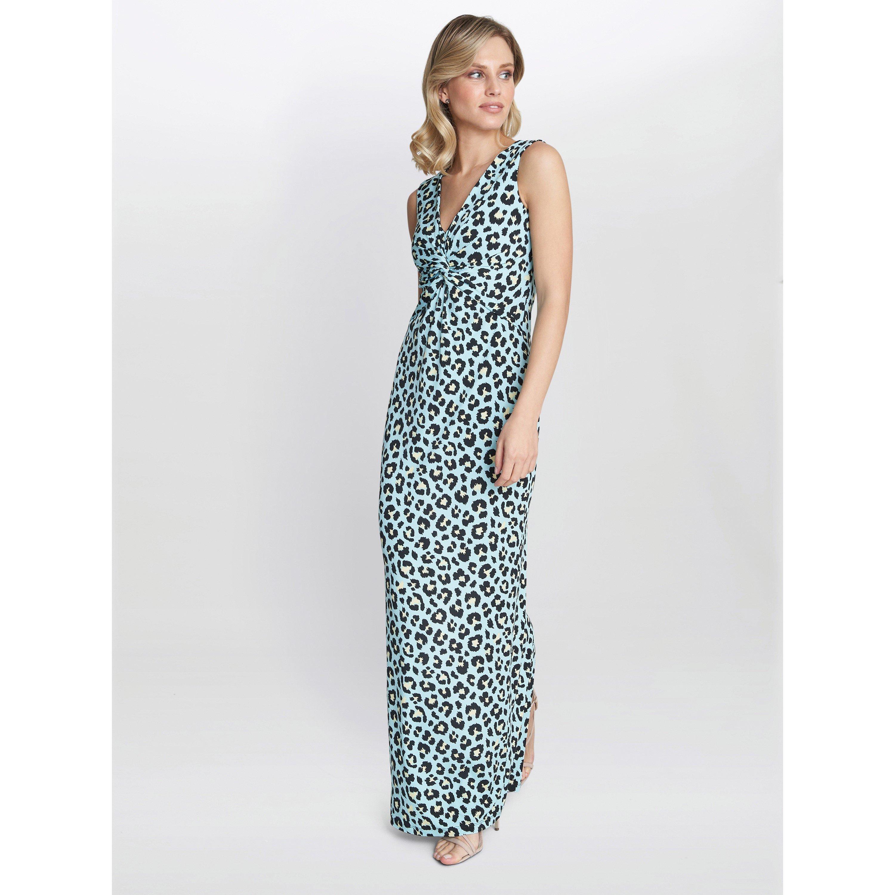 Turquoise - Gina Bacconi - Hudson Animal Jersey Maxi Dress - 3