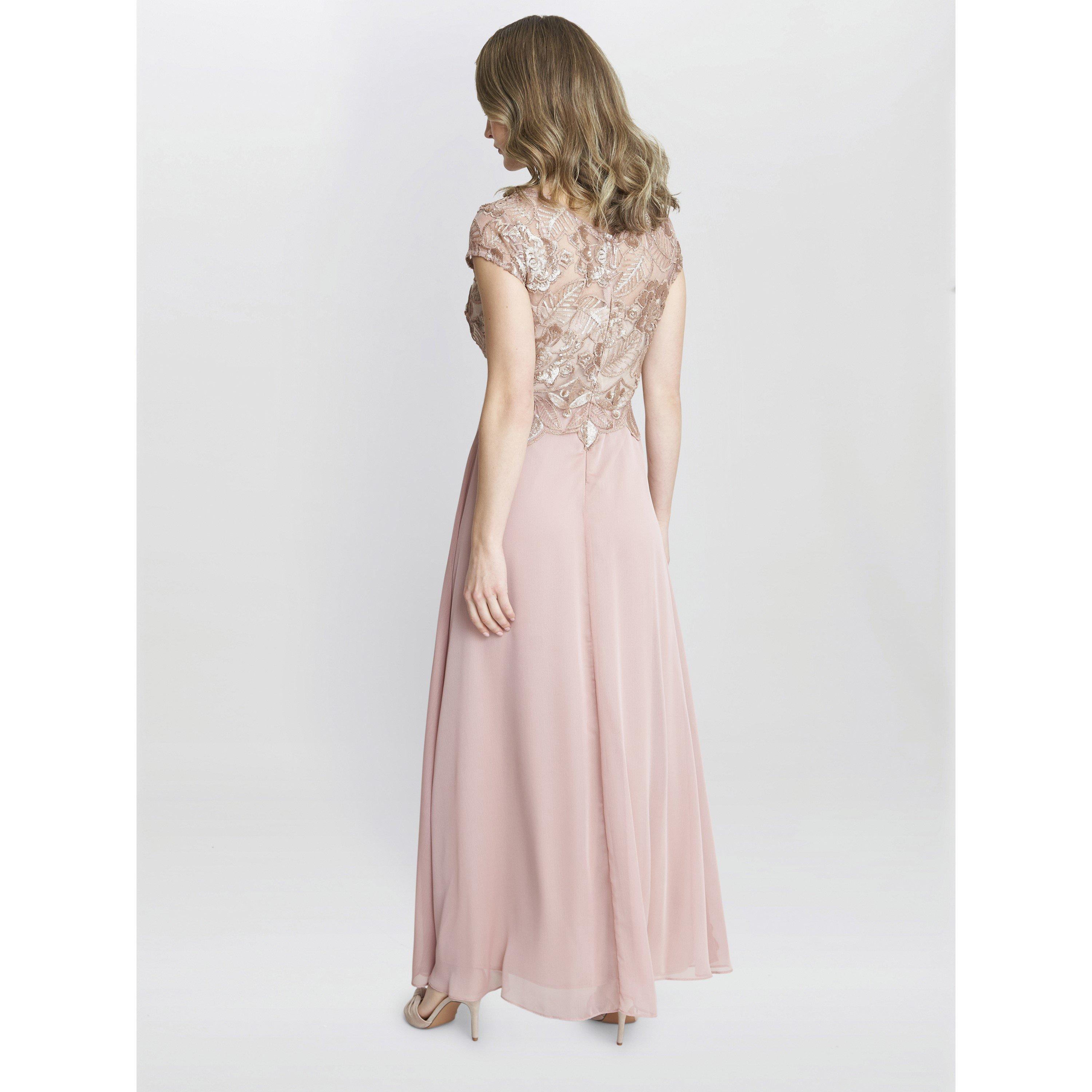 Rose Gold - Gina Bacconi - Shirley Maxi Dress With Sequin Bodice - 2
