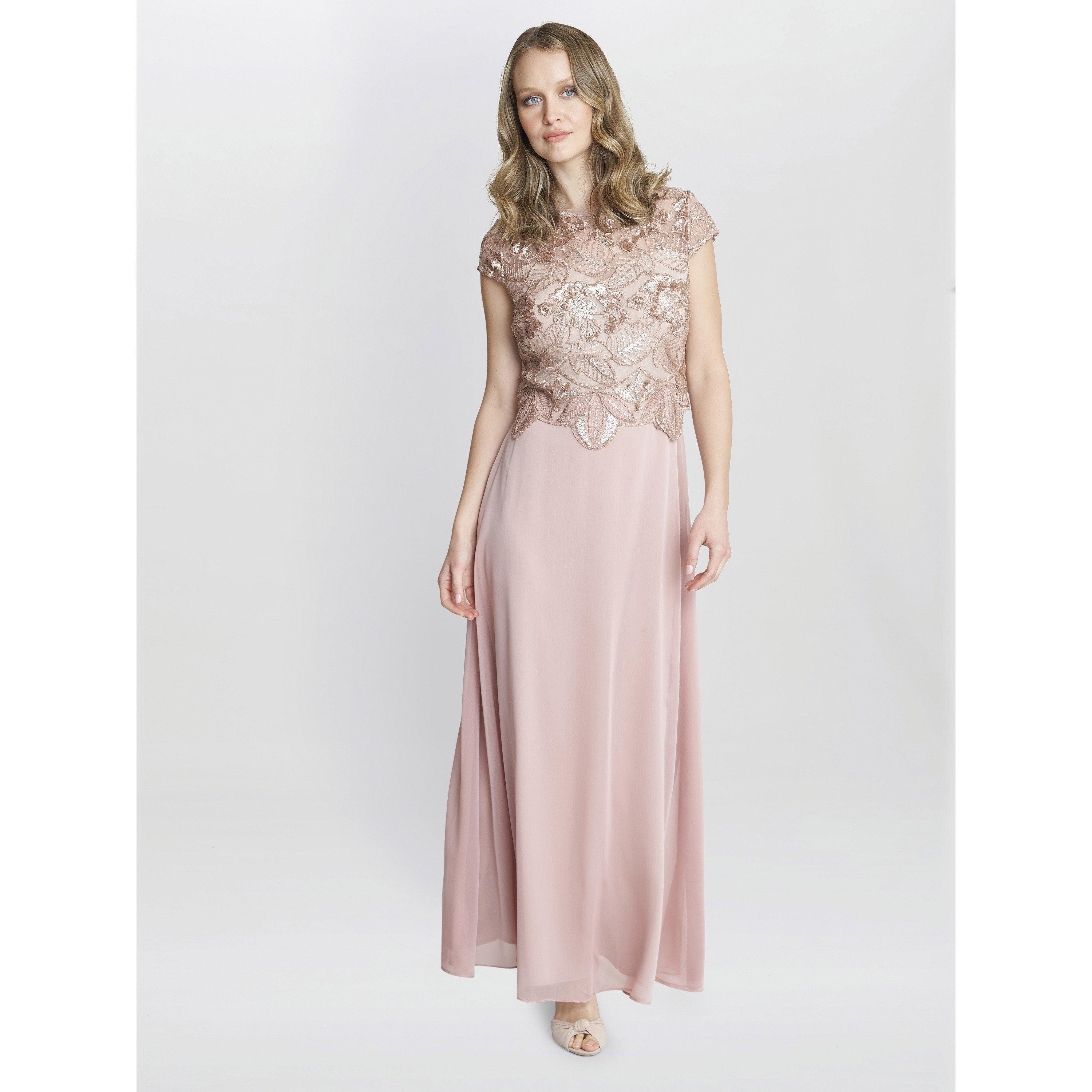 Rose Gold - Gina Bacconi - Shirley Maxi Dress With Sequin Bodice - 6