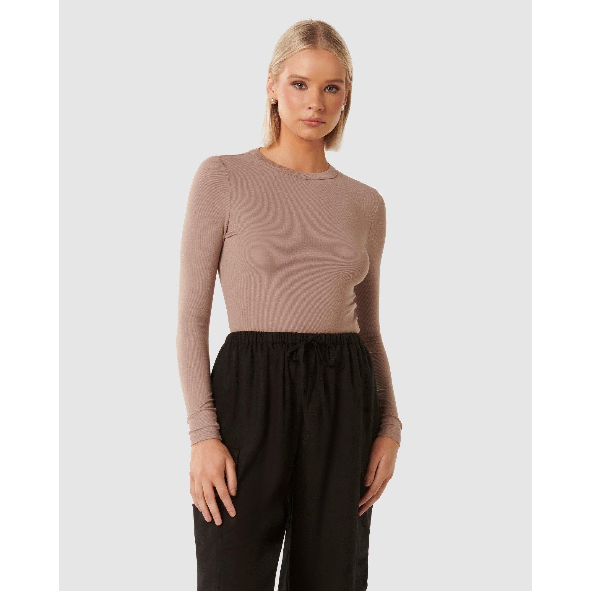 Light Mushroom - Forever New - Janelle Long Sleeve Crew Neck Top - 2