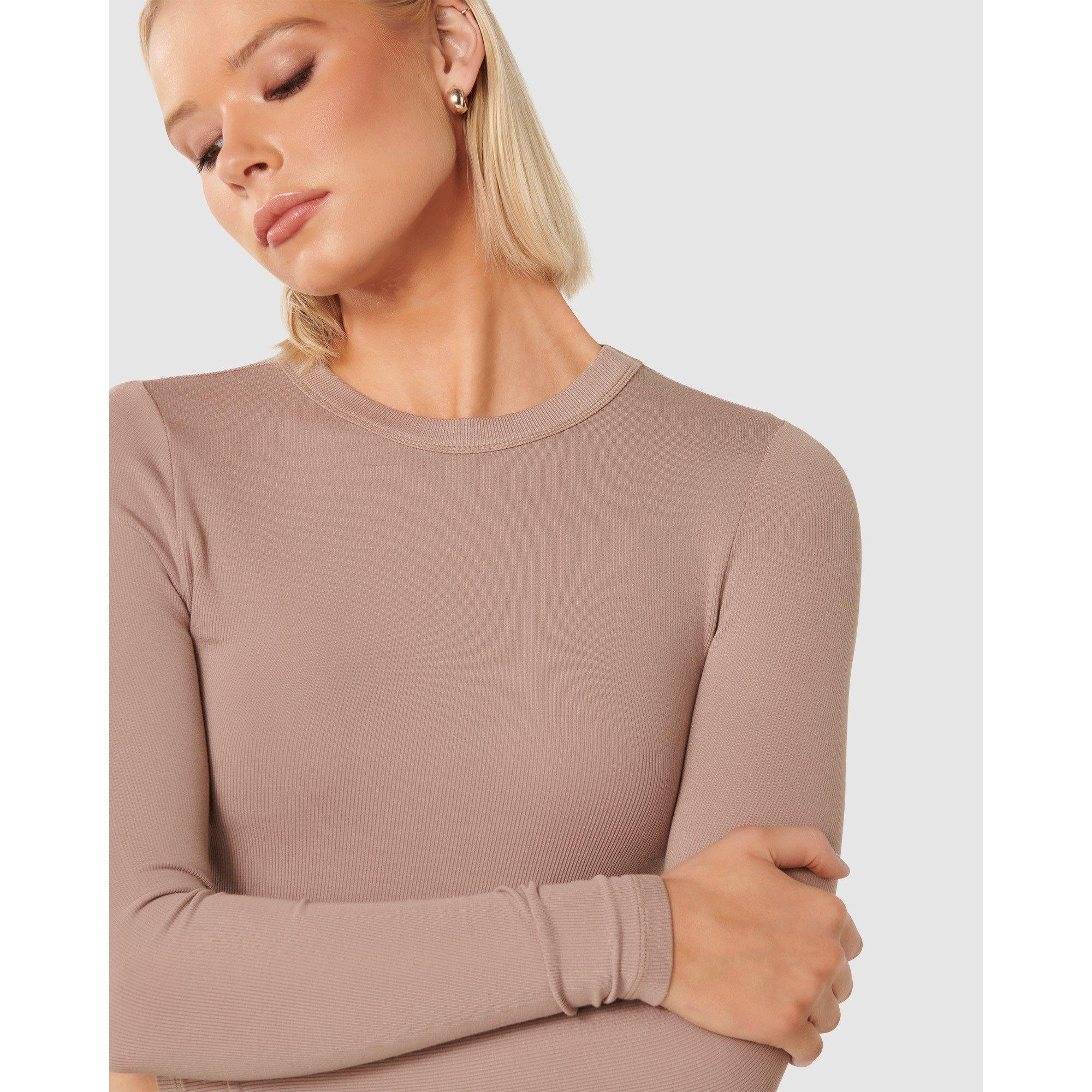 Light Mushroom - Forever New - Janelle Long Sleeve Crew Neck Top - 3