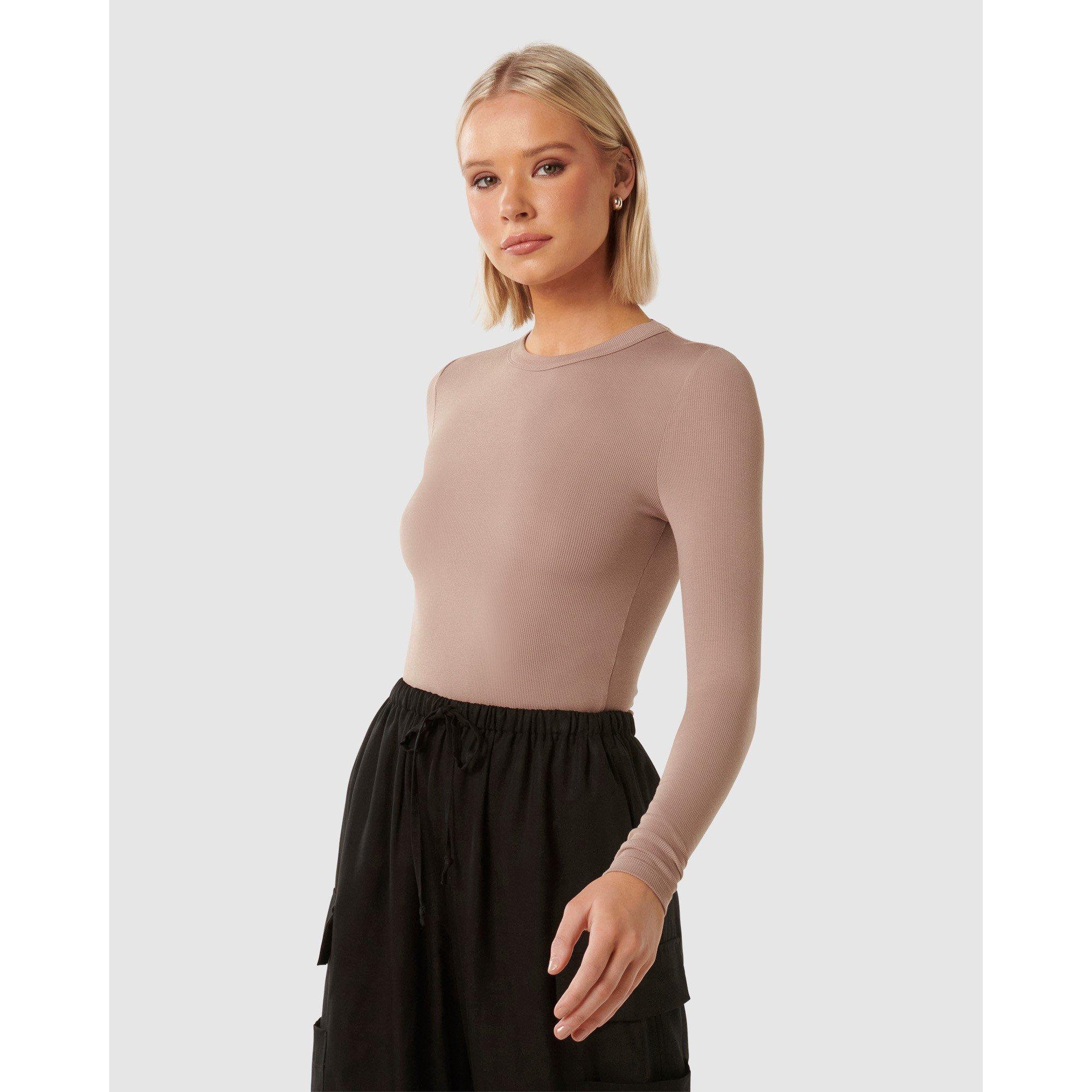 Light Mushroom - Forever New - Janelle Long Sleeve Crew Neck Top - 4