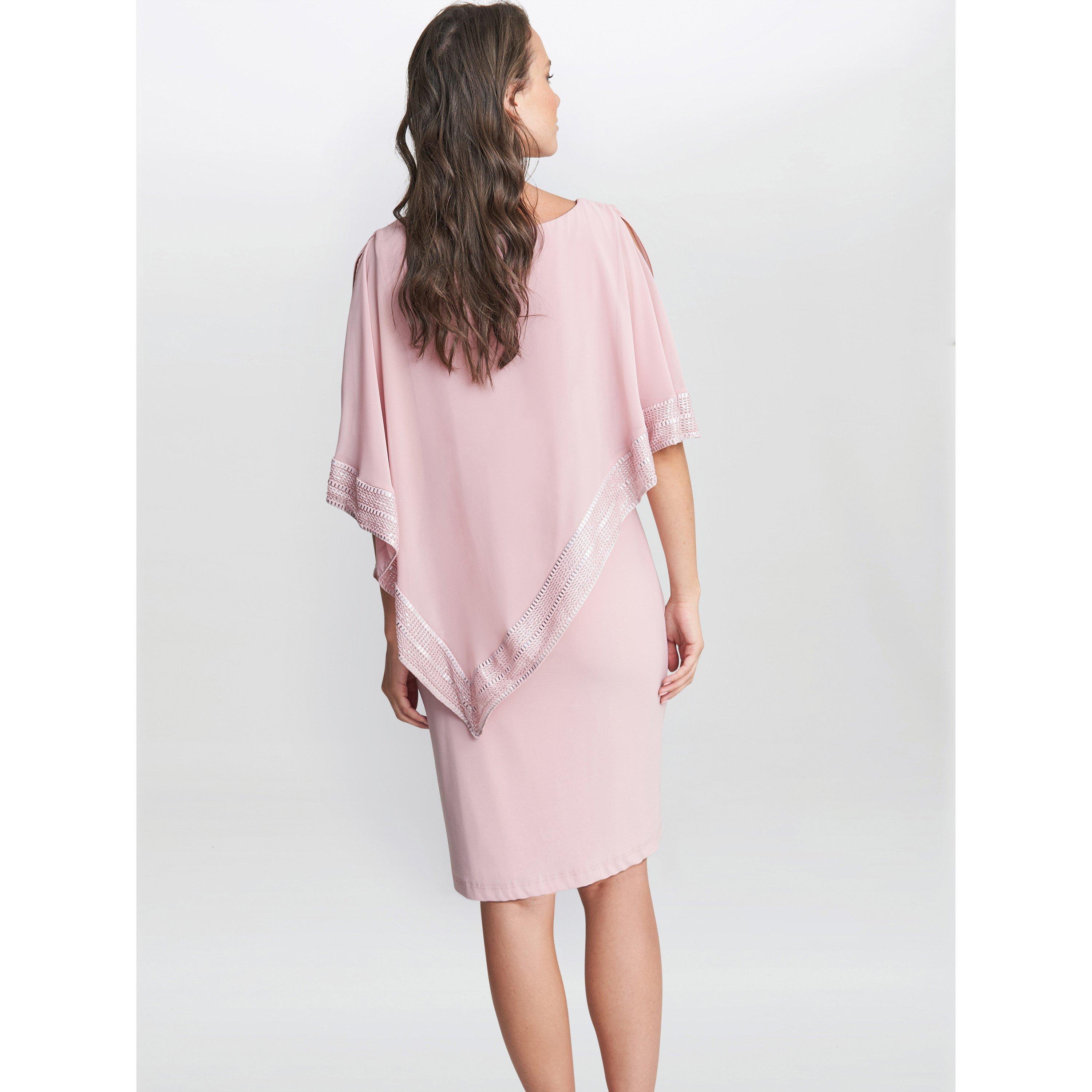Rose Pink - Gina Bacconi - Lucy Metallic Trim Asymmetric Dress - 2