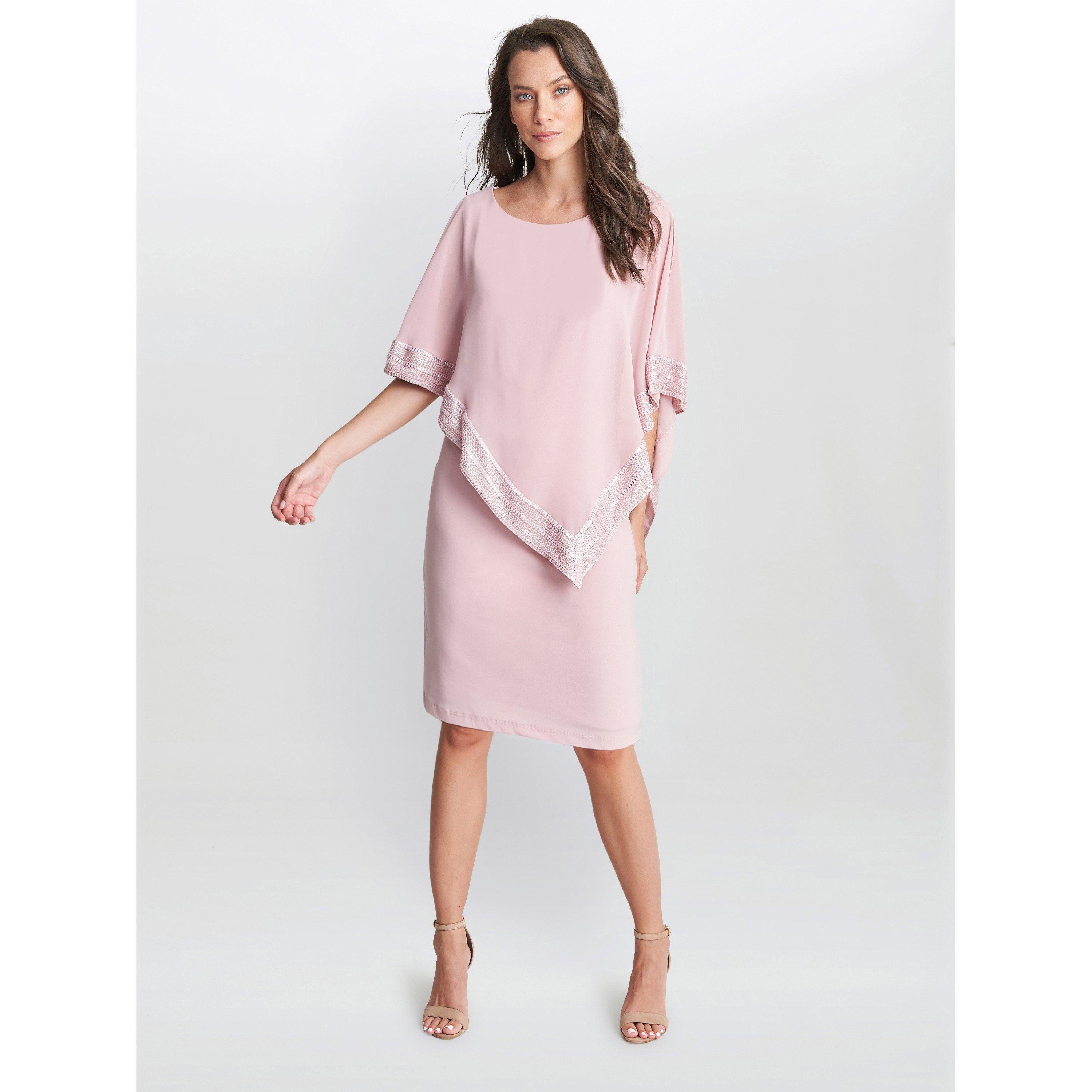 Rose Pink - Gina Bacconi - Lucy Metallic Trim Asymmetric Dress - 3