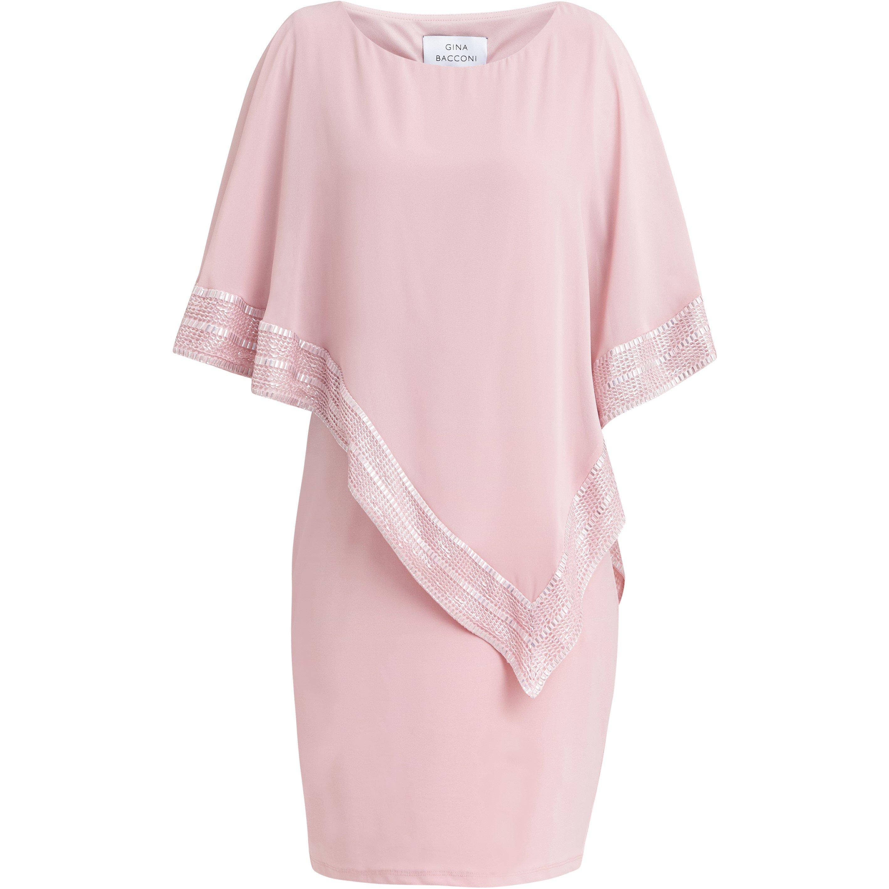 Rose Pink - Gina Bacconi - Lucy Metallic Trim Asymmetric Dress - 4
