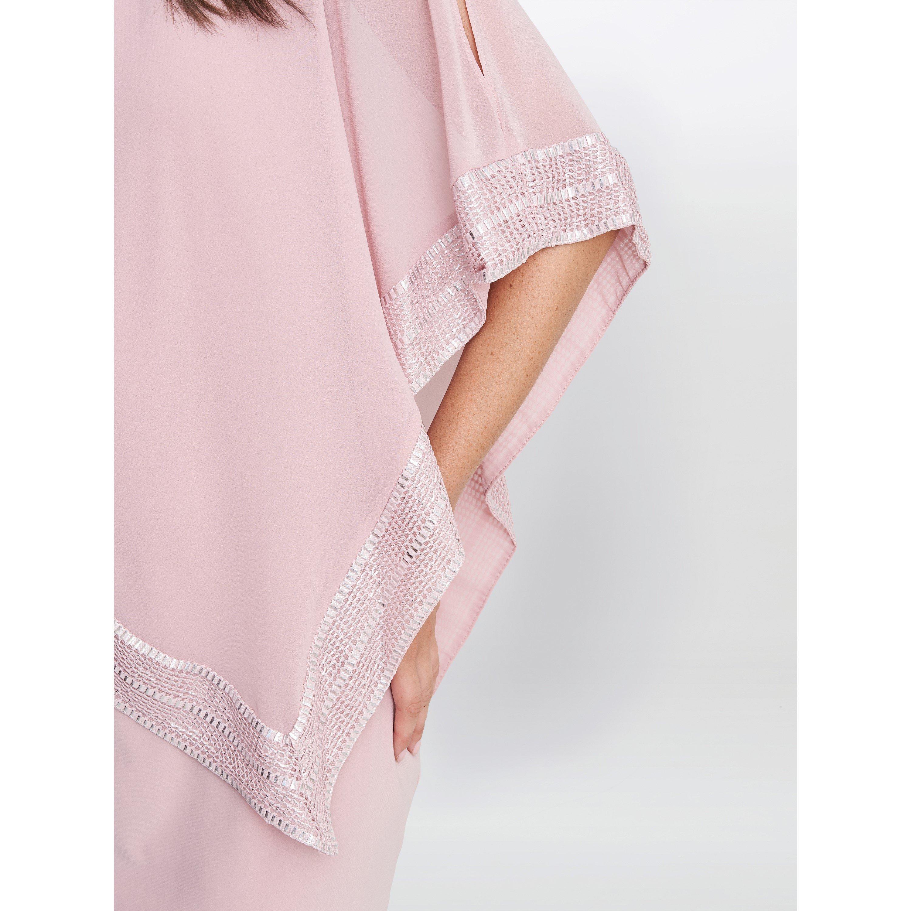 Rose Pink - Gina Bacconi - Lucy Metallic Trim Asymmetric Dress - 5