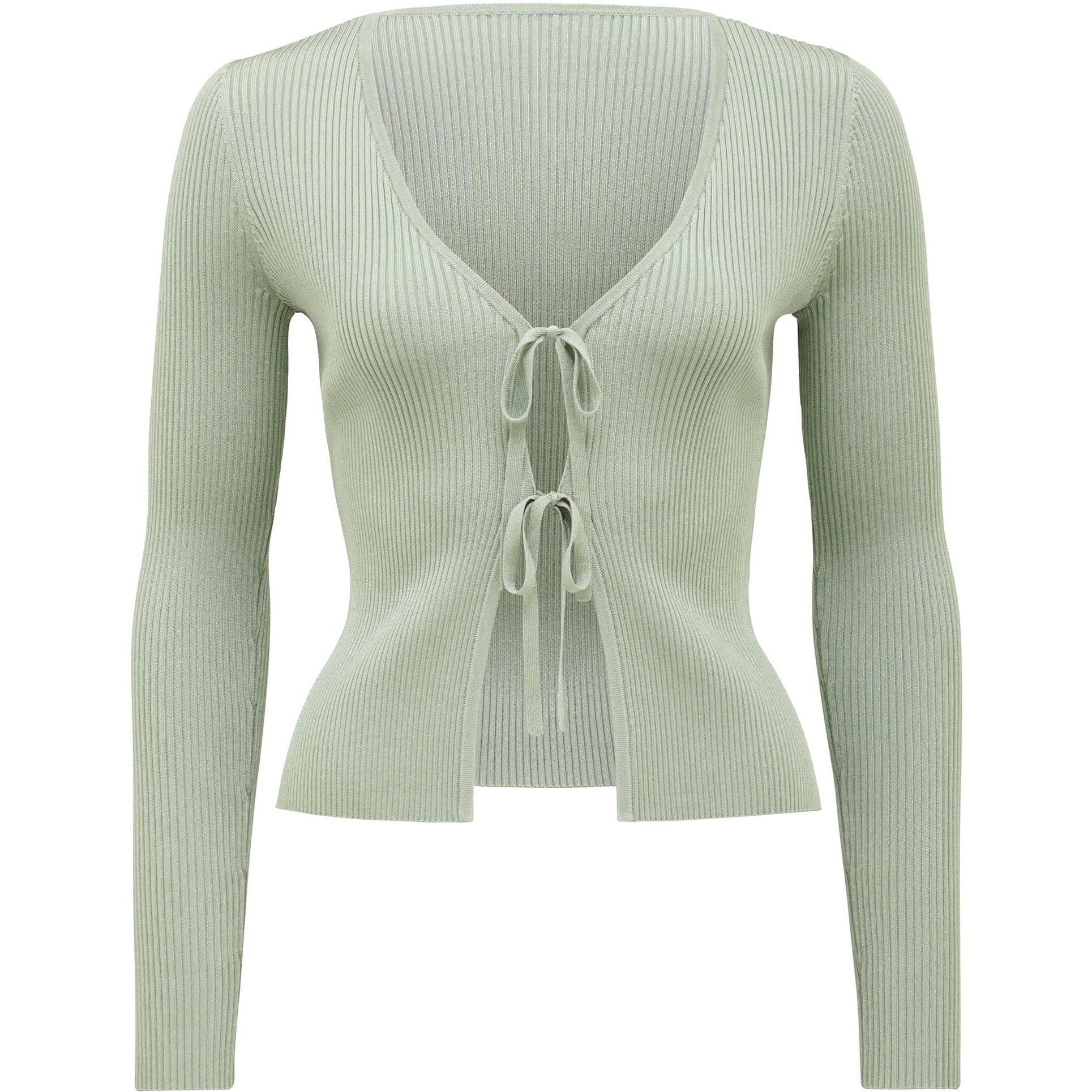 Sage Green - Forever New - Cassie Tie Front Knit Cardigan - 6