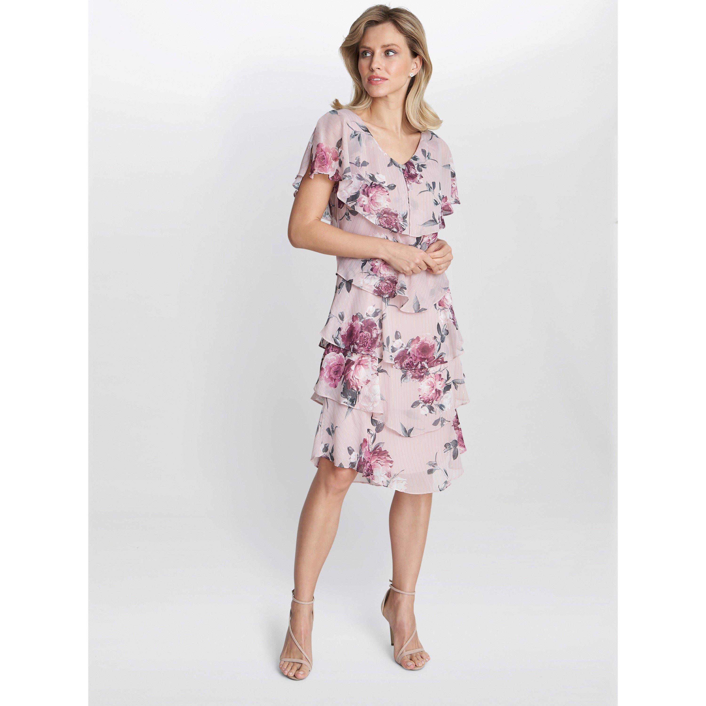 Blush - Gina Bacconi - Ella Floral Print Tiered Dress - 3