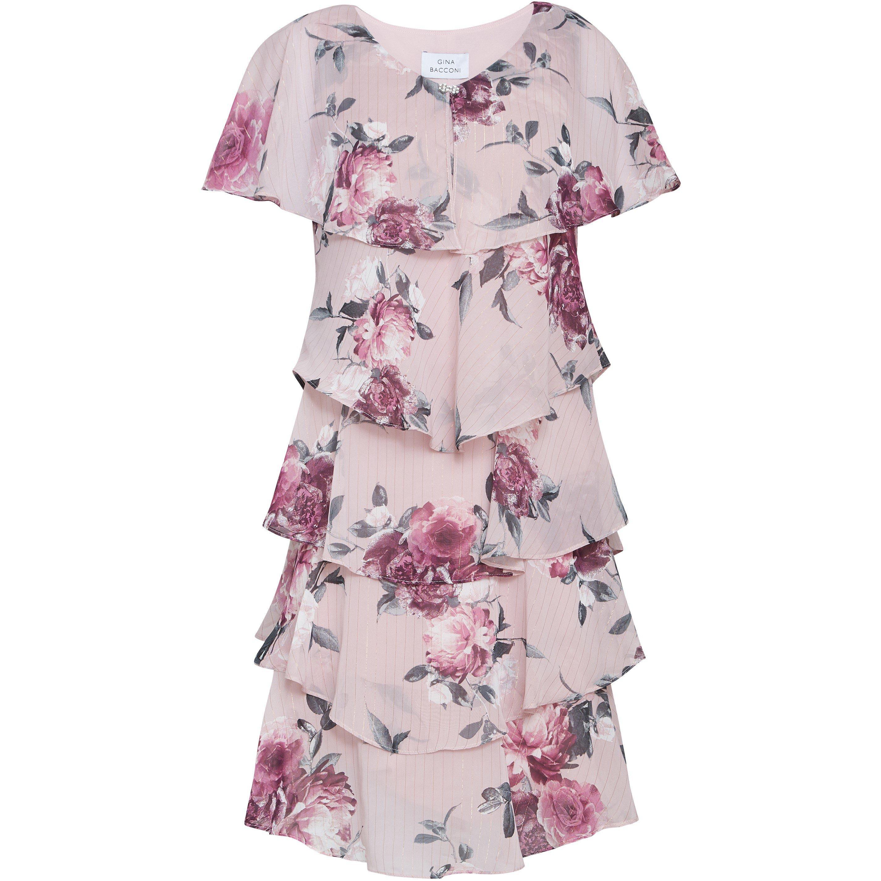 Blush - Gina Bacconi - Ella Floral Print Tiered Dress - 4