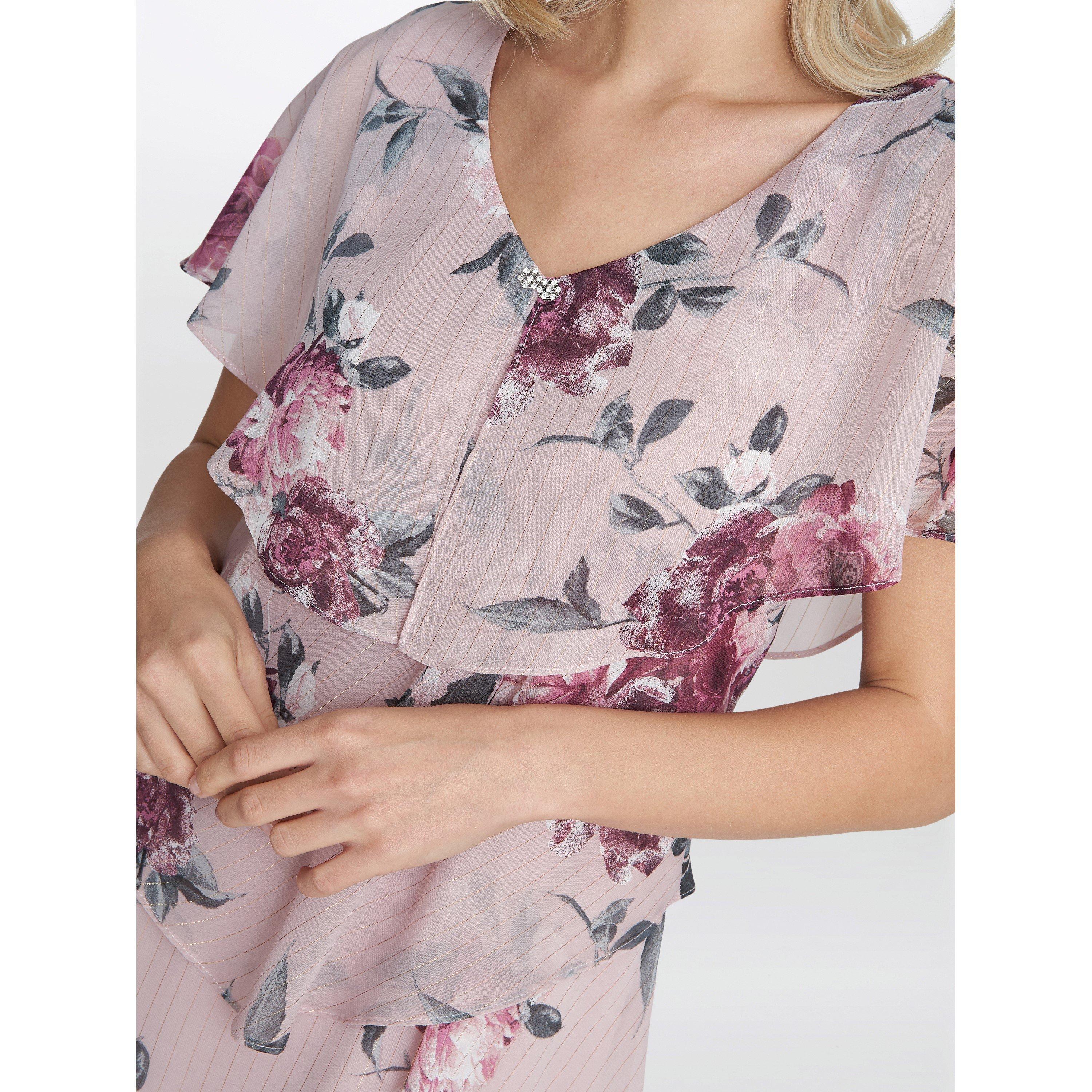 Blush - Gina Bacconi - Ella Floral Print Tiered Dress - 5