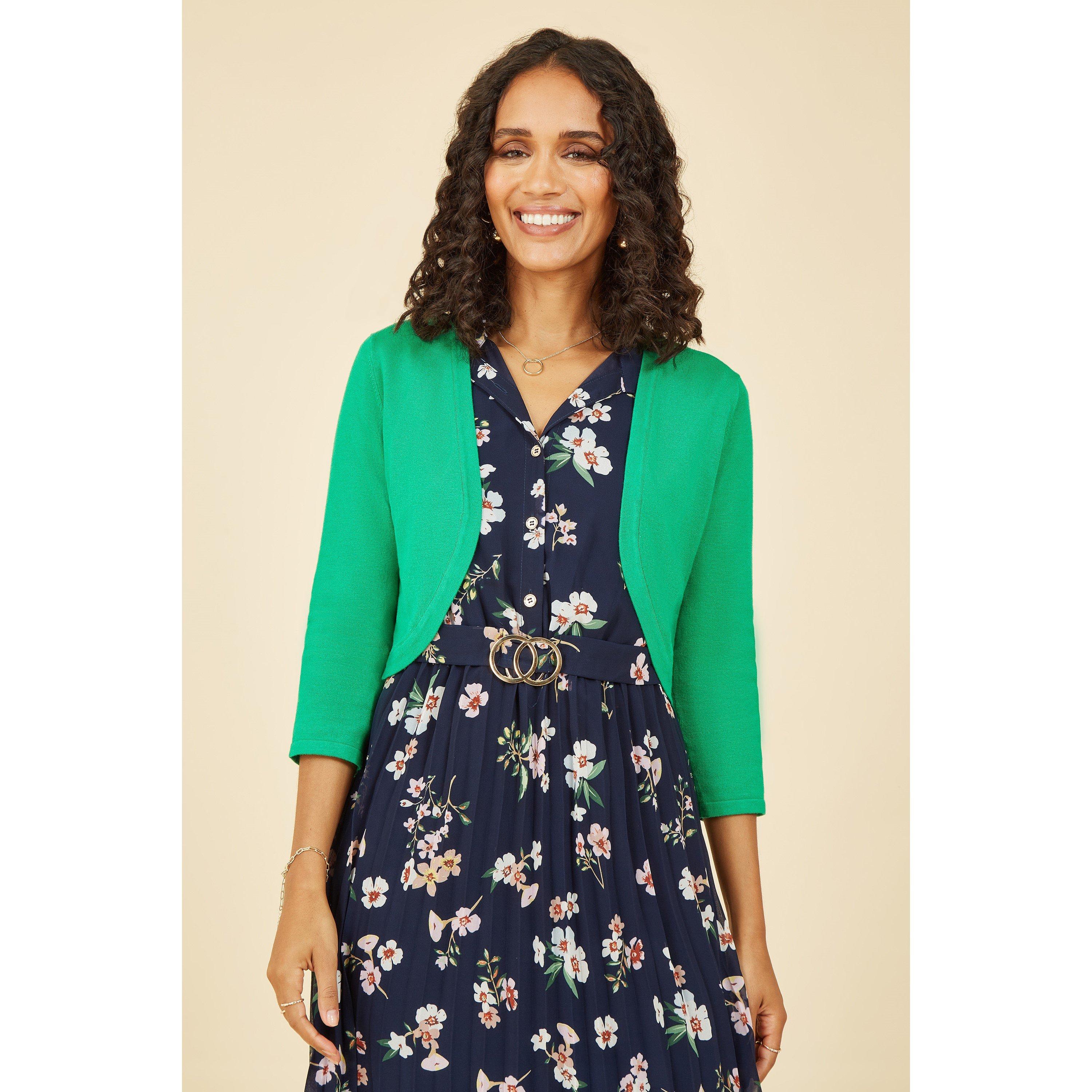 Yumi Women's Knitted Curve Bolero Green - S