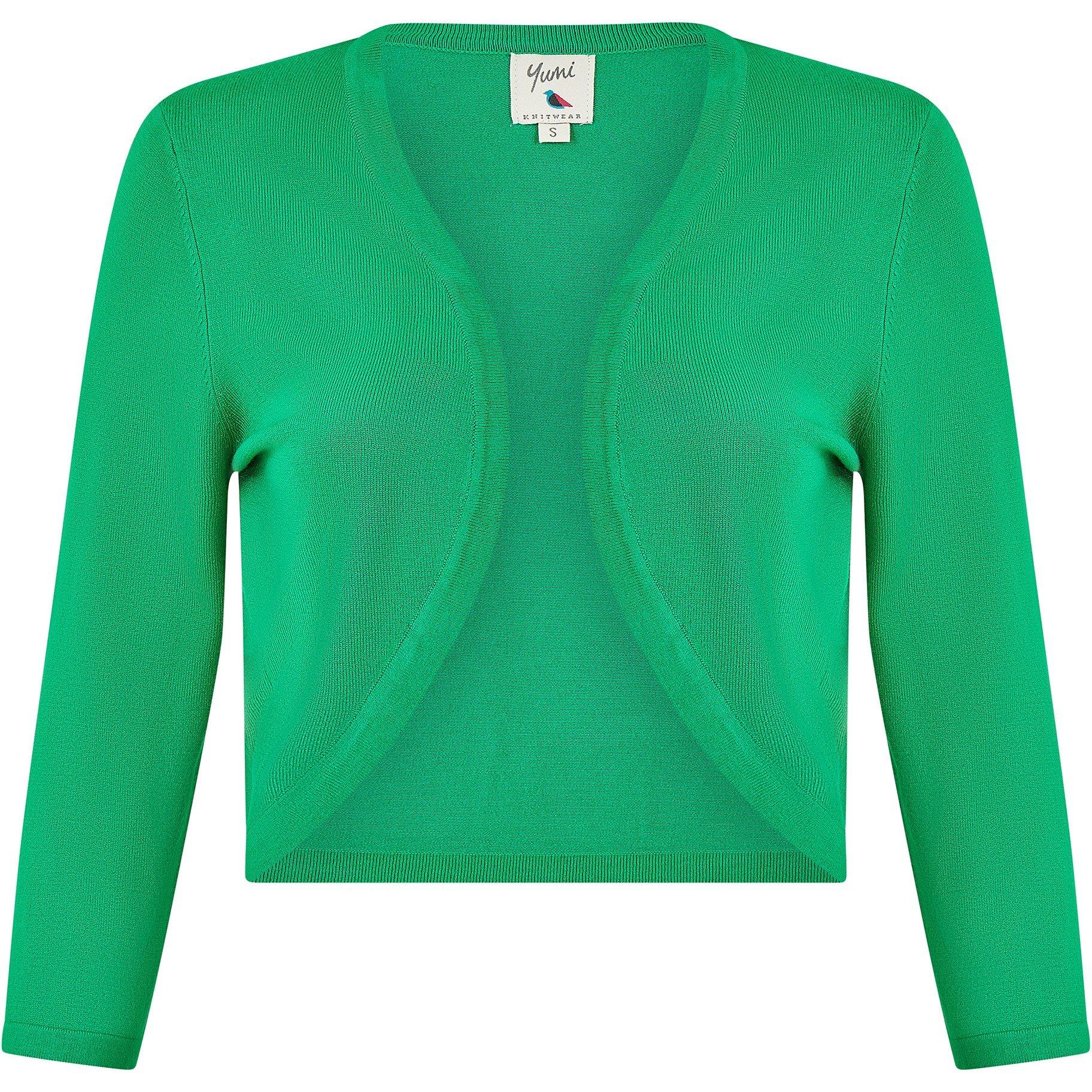 Green - Yumi - Green Knitted Curve Bolero - 4