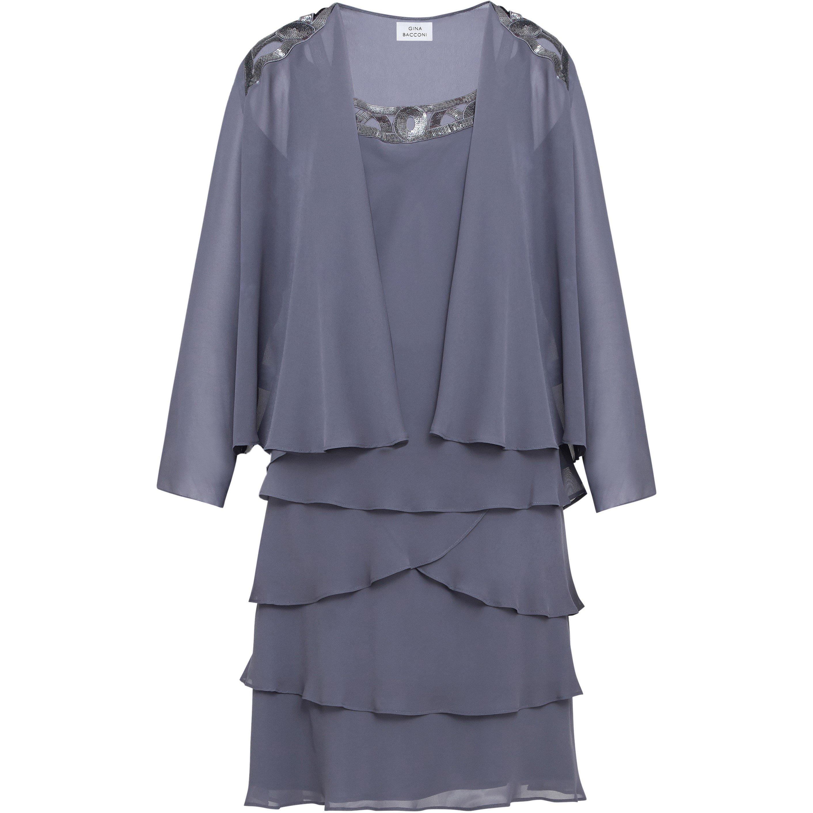 Steel - Gina Bacconi - Leigh Embellished Tiered Jacket Dress - 4