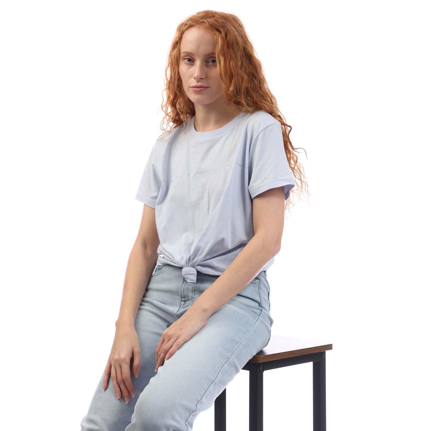 Grey - DKNY - Rhinestone Stripe Logo T-Shirt - 4