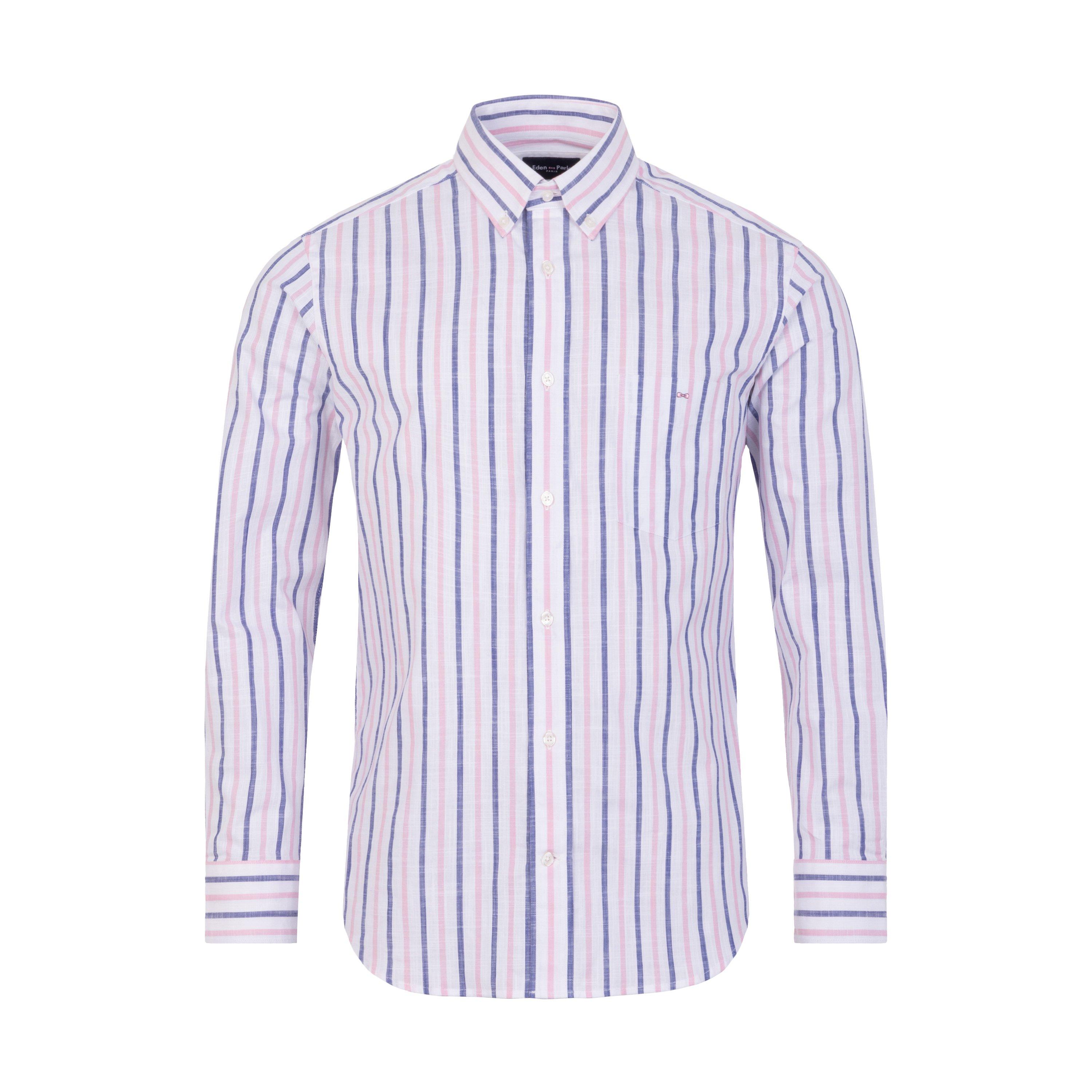 Rom - Eden Park - Pink striped shirt in zephyr cotton - 1