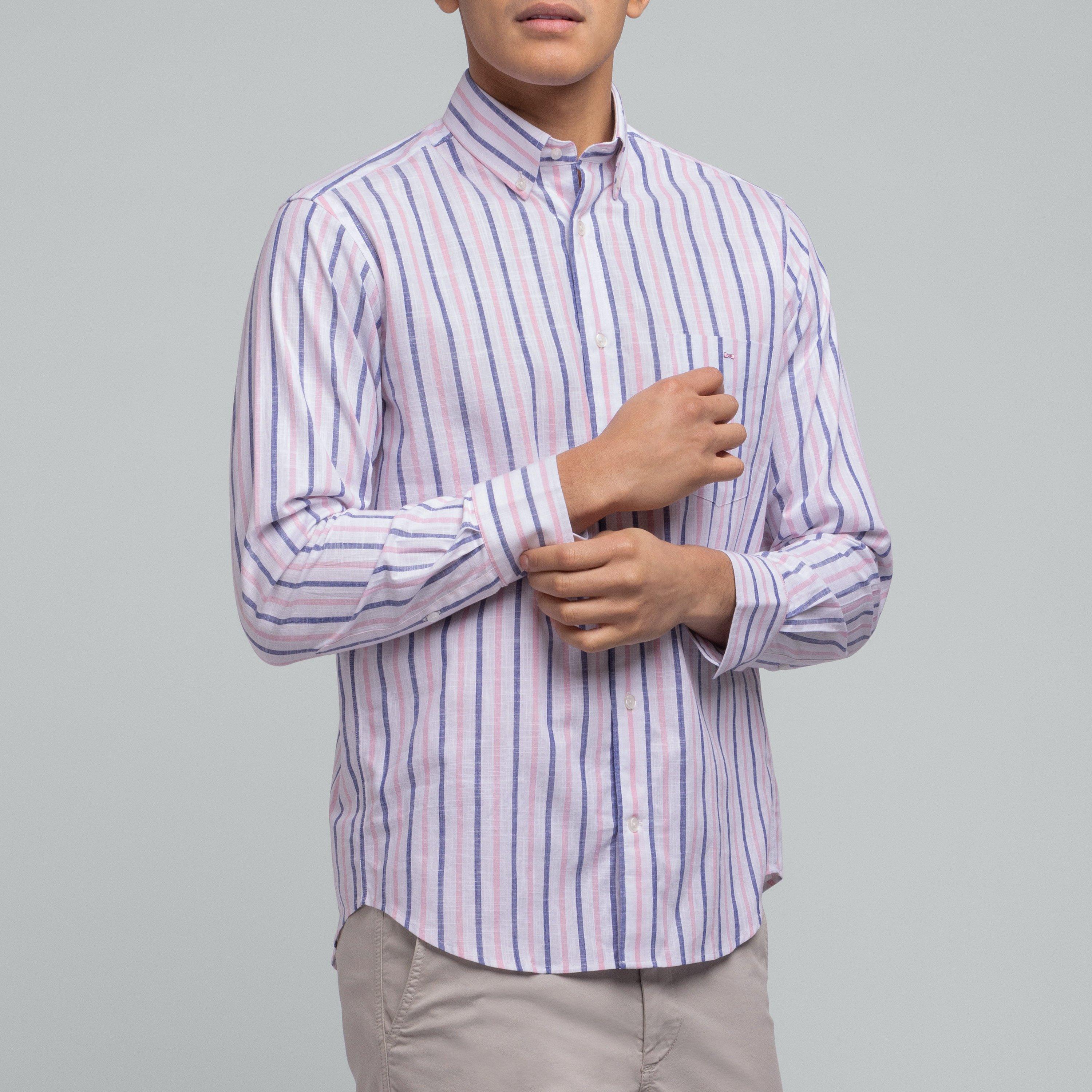 Rom - Eden Park - Pink striped shirt in zephyr cotton - 2