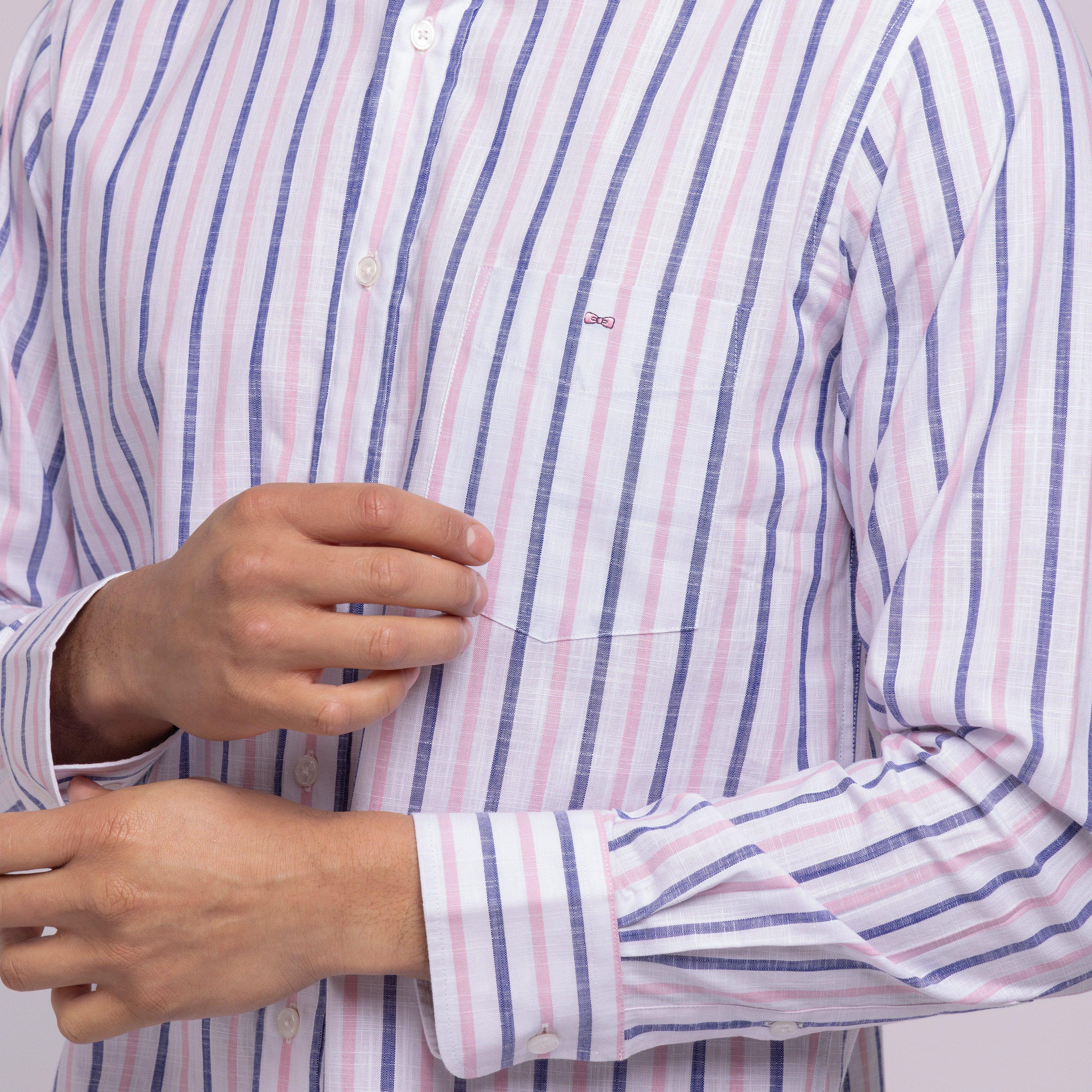 Rom - Eden Park - Pink striped shirt in zephyr cotton - 3