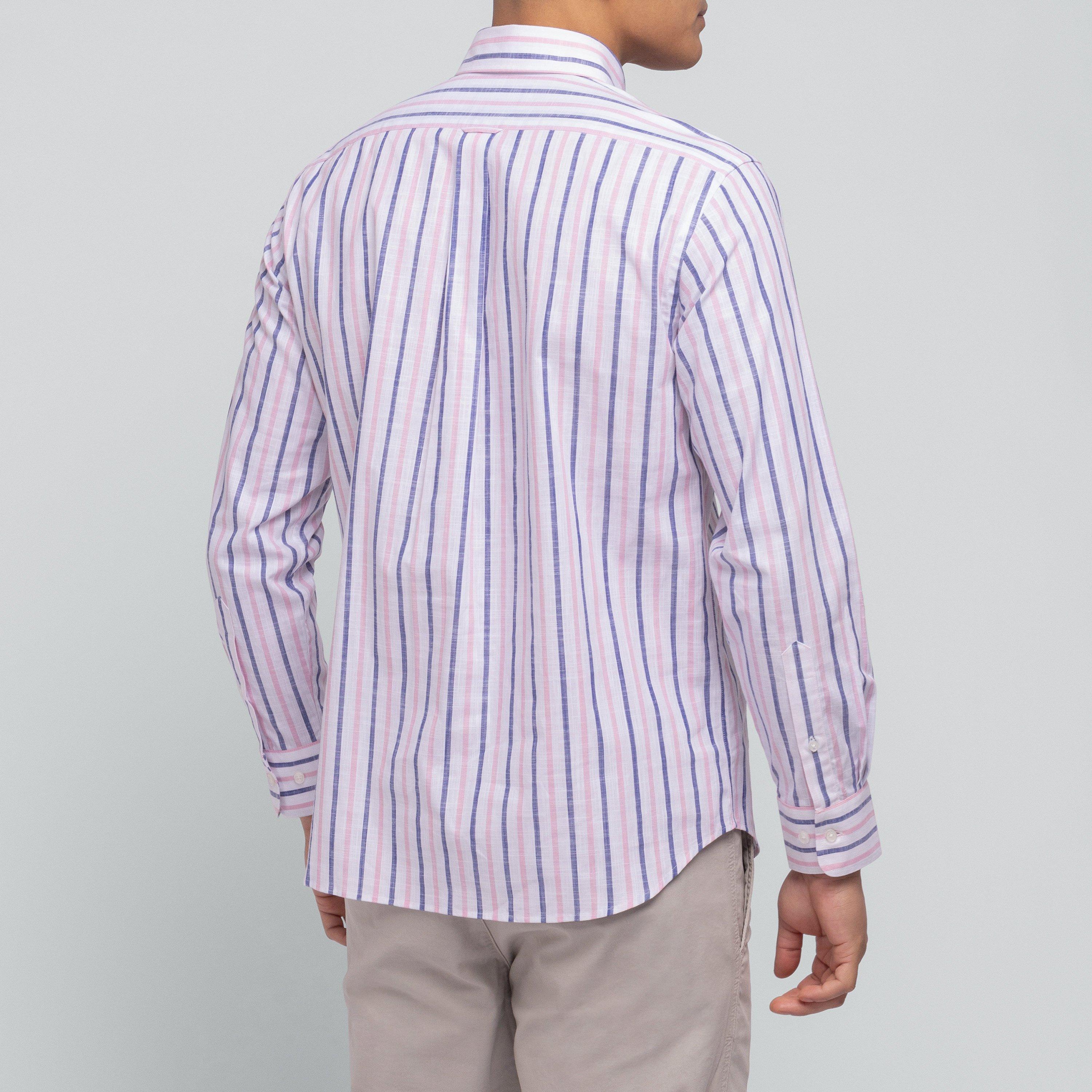 Rom - Eden Park - Pink striped shirt in zephyr cotton - 4