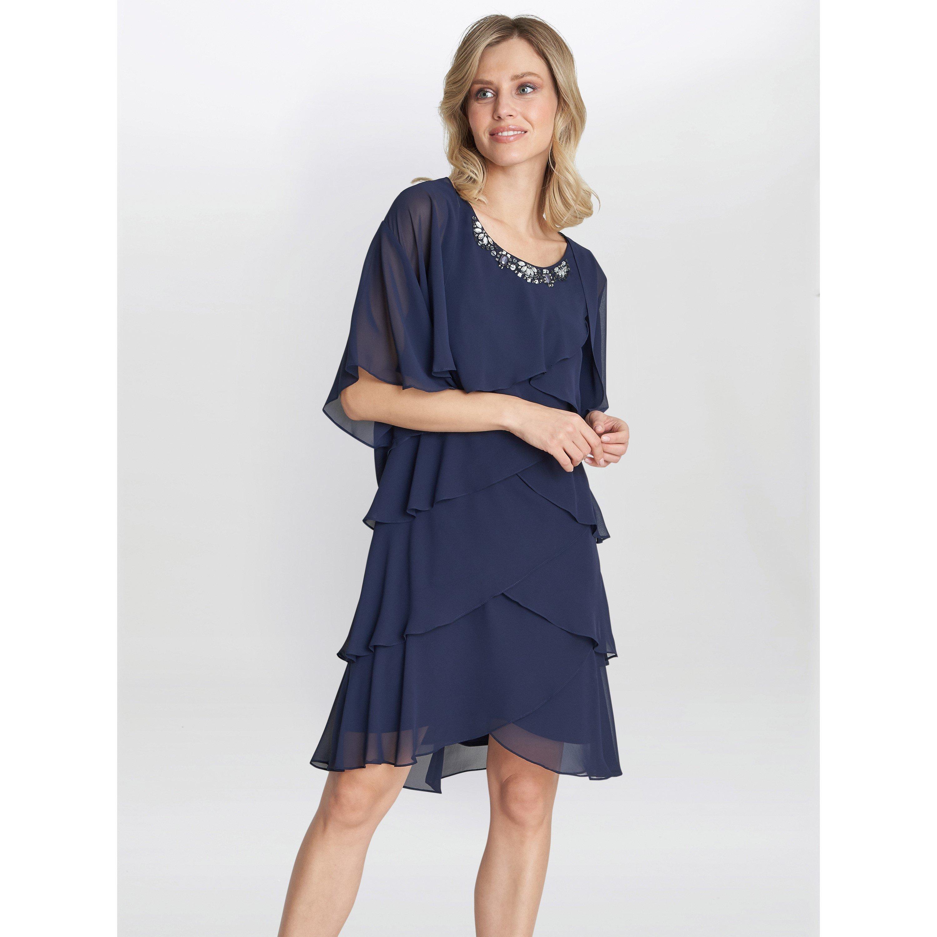 Spring Navy - Gina Bacconi - Toni Chiffon Tier Jacket Dress - 1