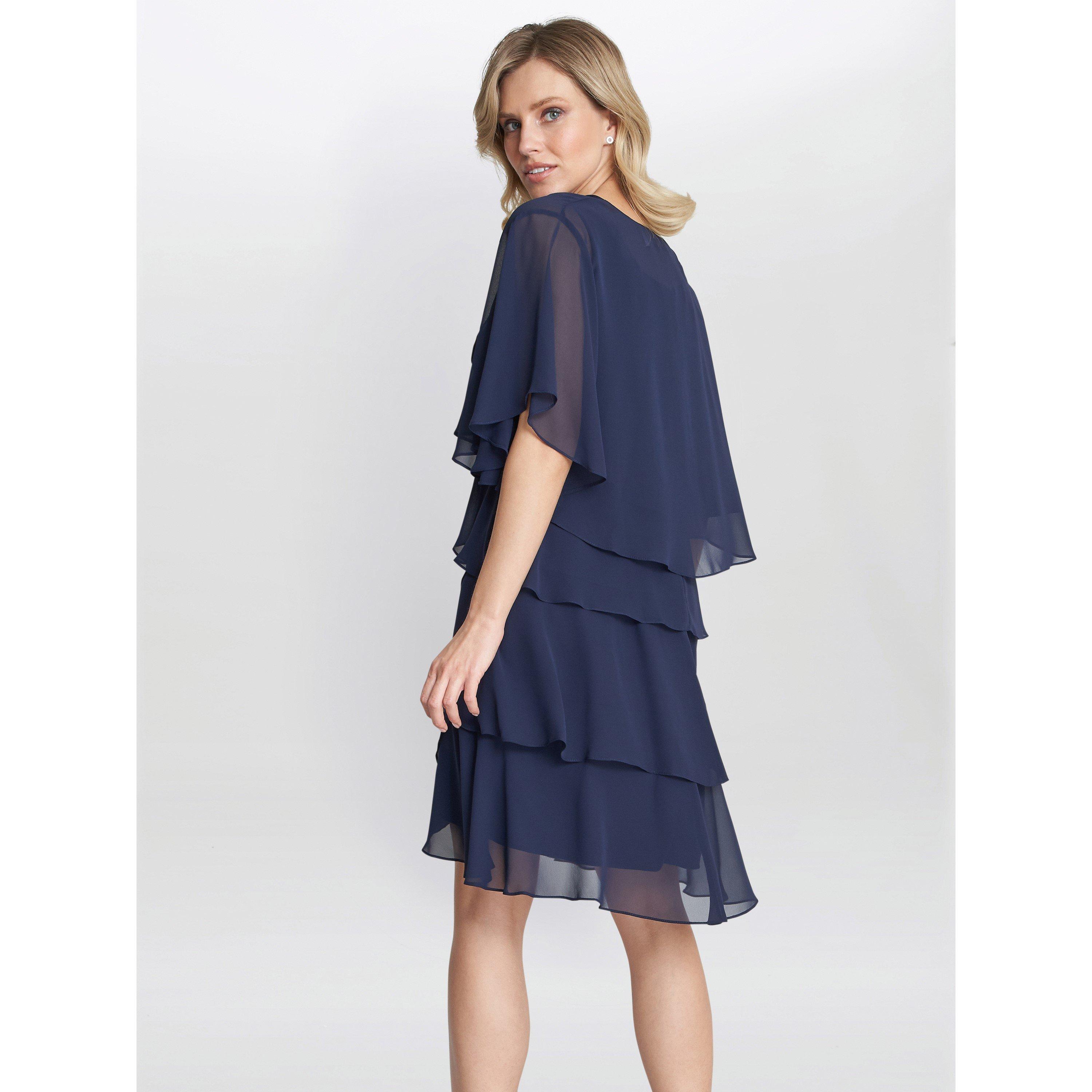 Spring Navy - Gina Bacconi - Toni Chiffon Tier Jacket Dress - 2