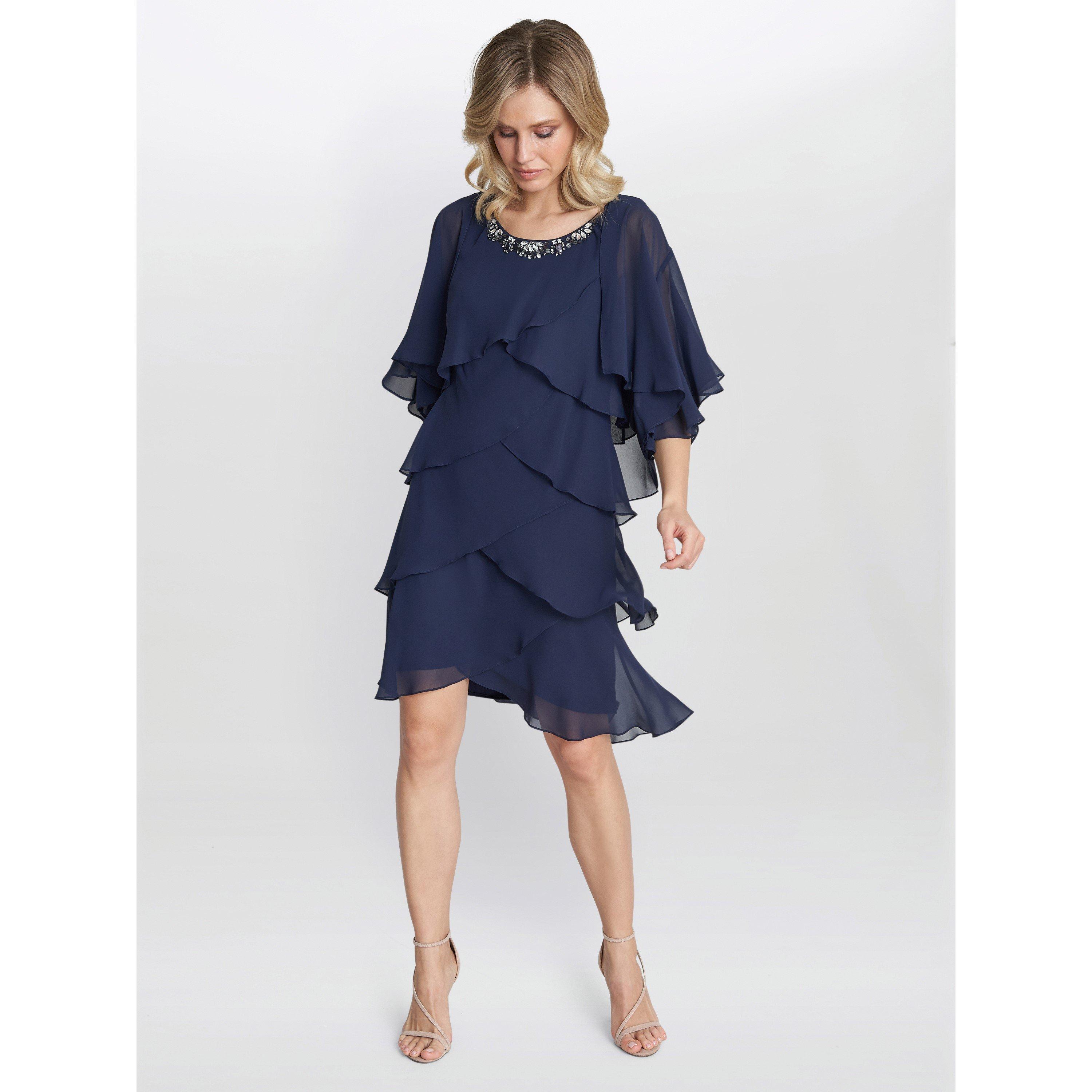 Spring Navy - Gina Bacconi - Toni Chiffon Tier Jacket Dress - 3