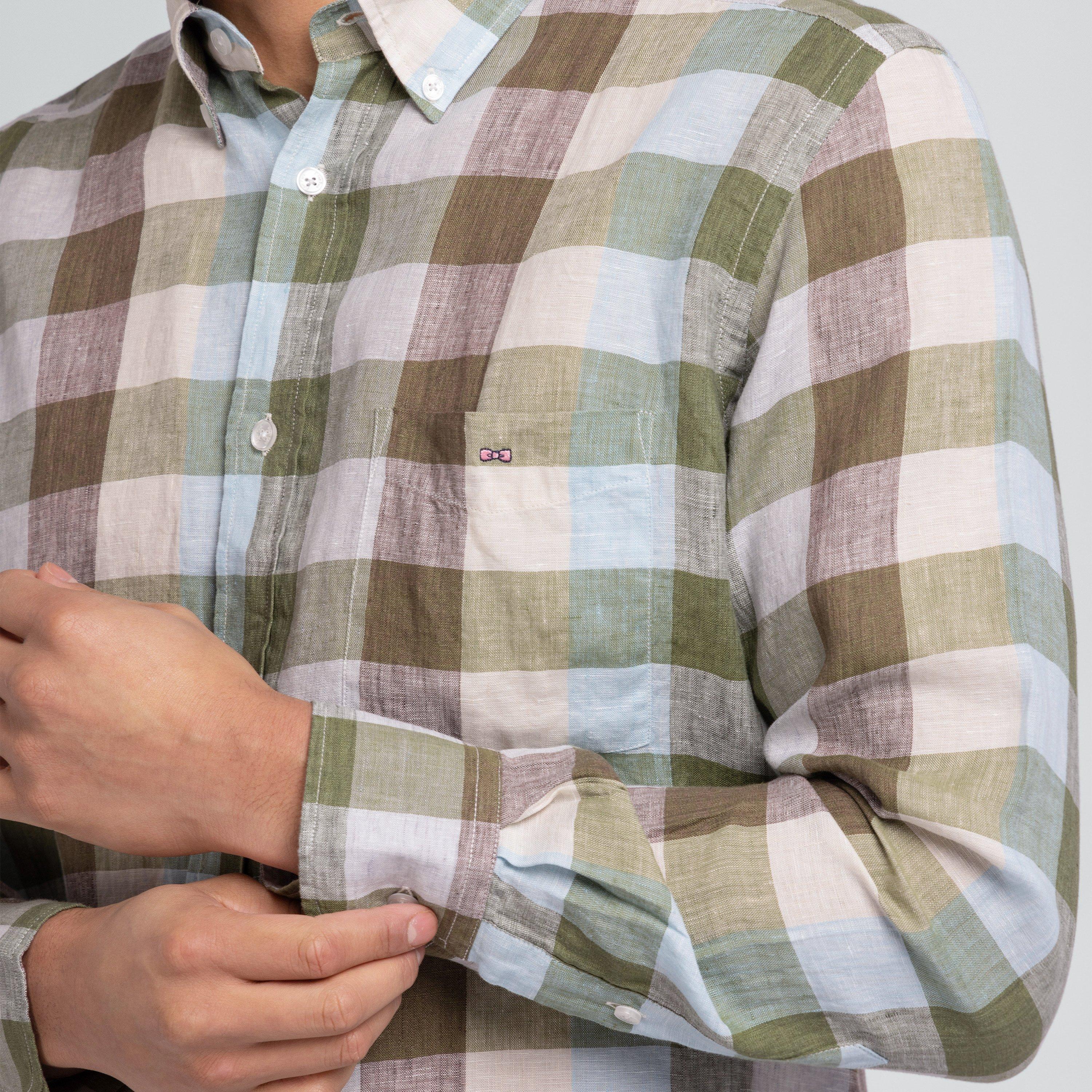 Bec3 - Eden Park - Pink checked linen shirt - 3