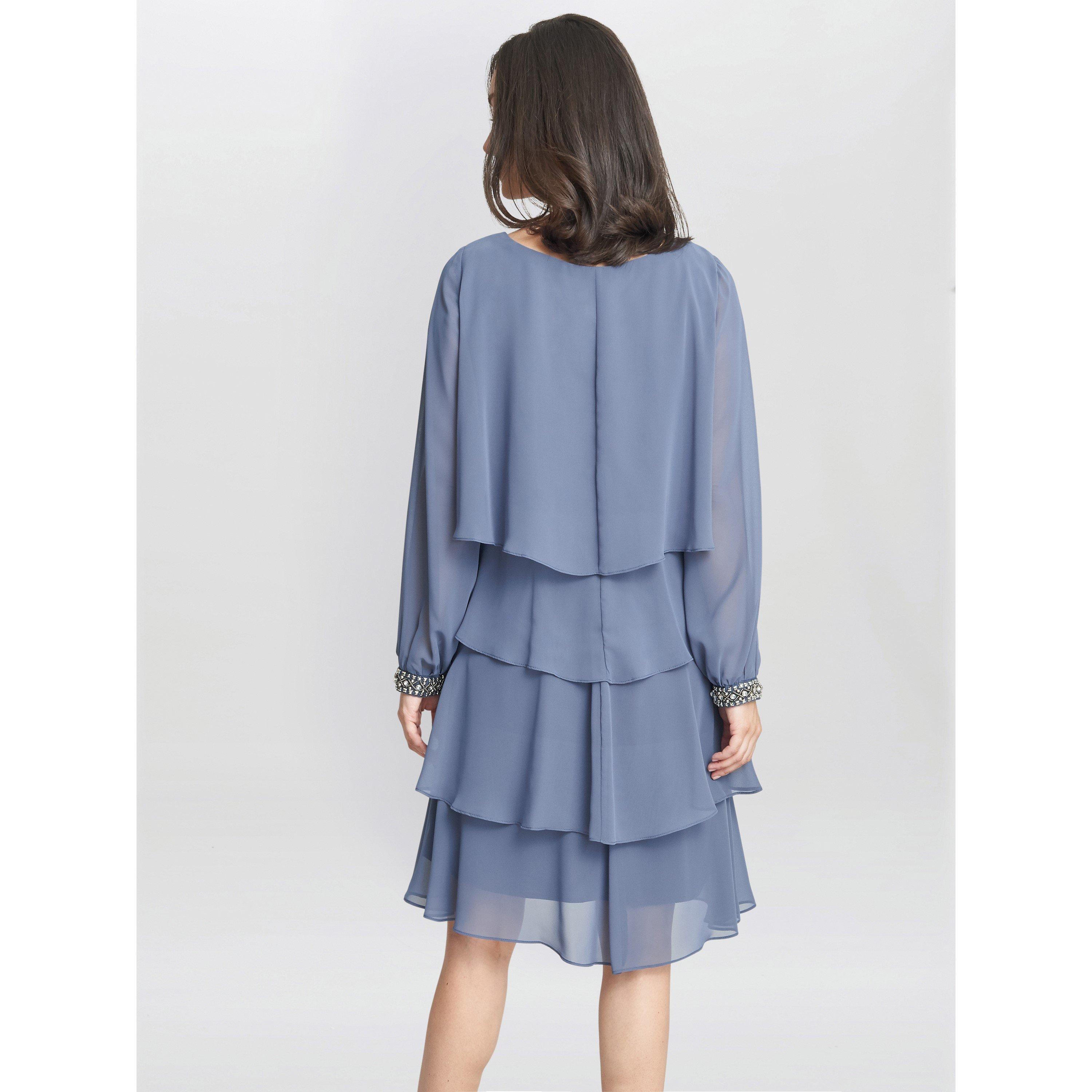 Wedgewood - Gina Bacconi - Sakura Long Sleeved Tiered Dress - 2