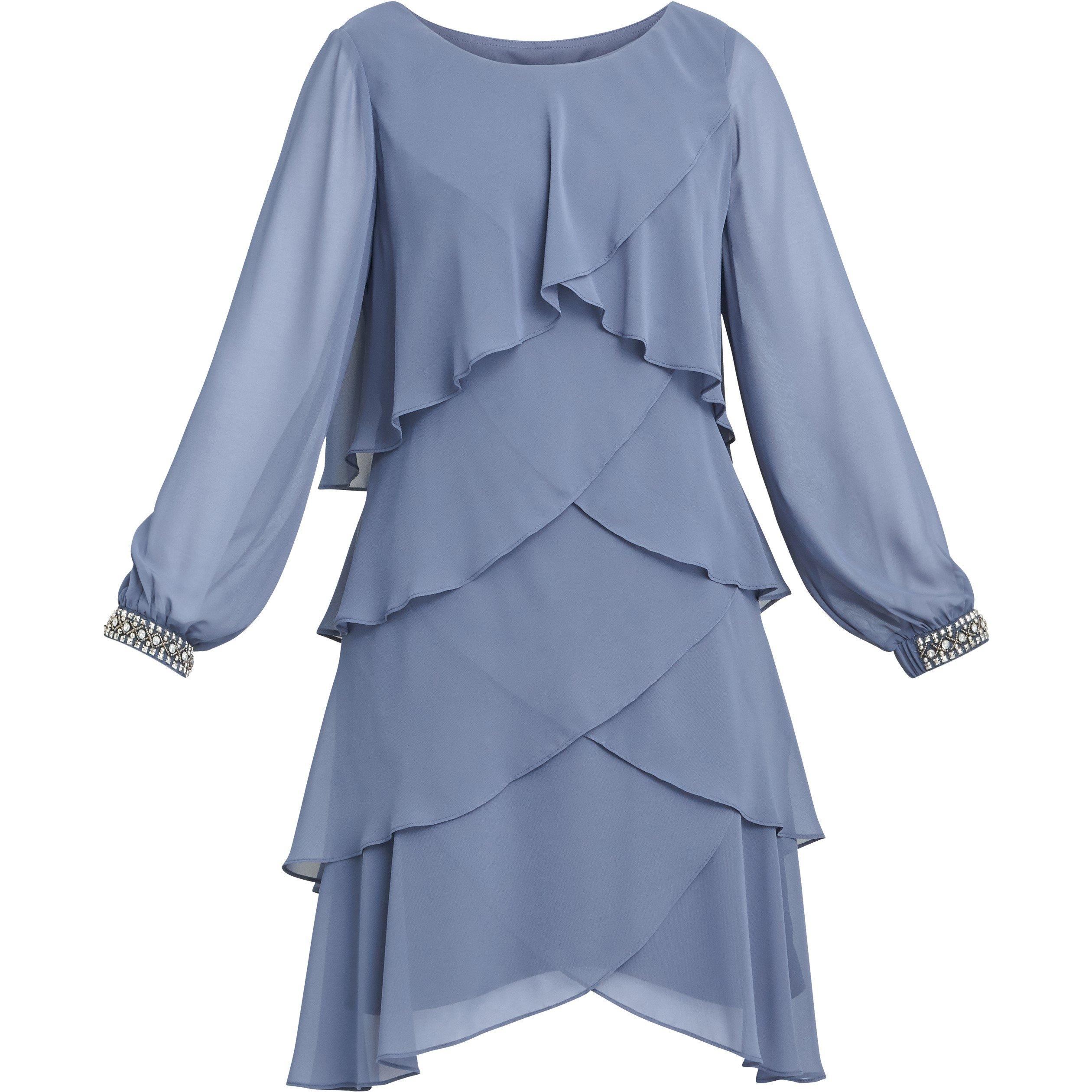 Wedgewood - Gina Bacconi - Sakura Long Sleeved Tiered Dress - 4