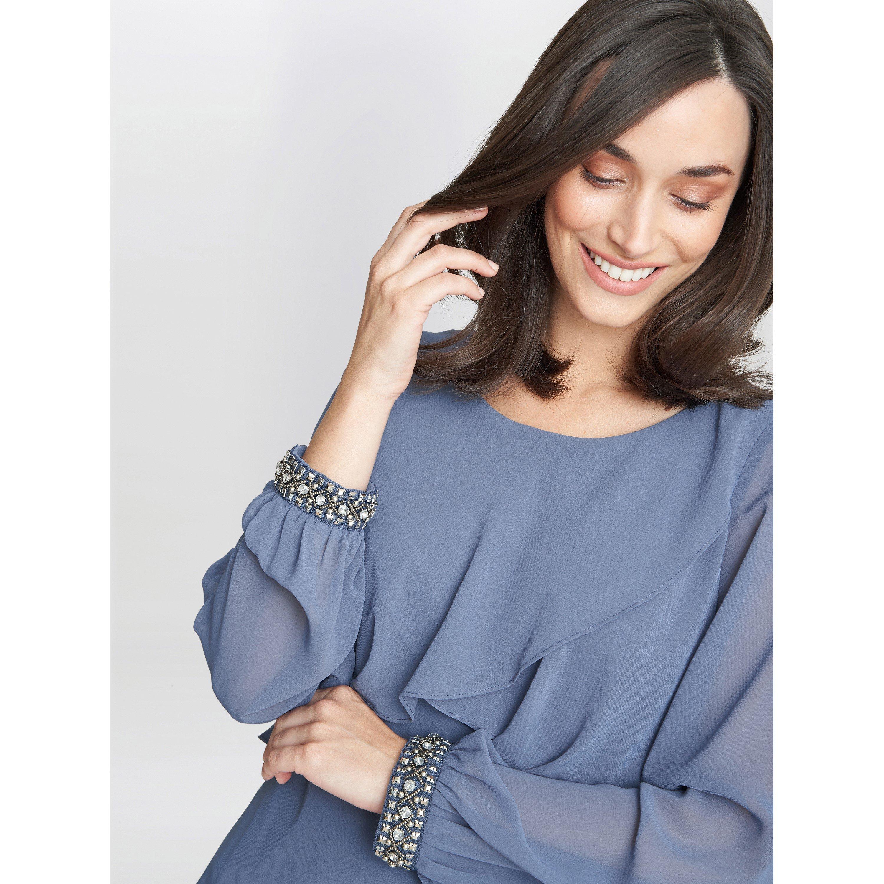 Wedgewood - Gina Bacconi - Sakura Long Sleeved Tiered Dress - 5