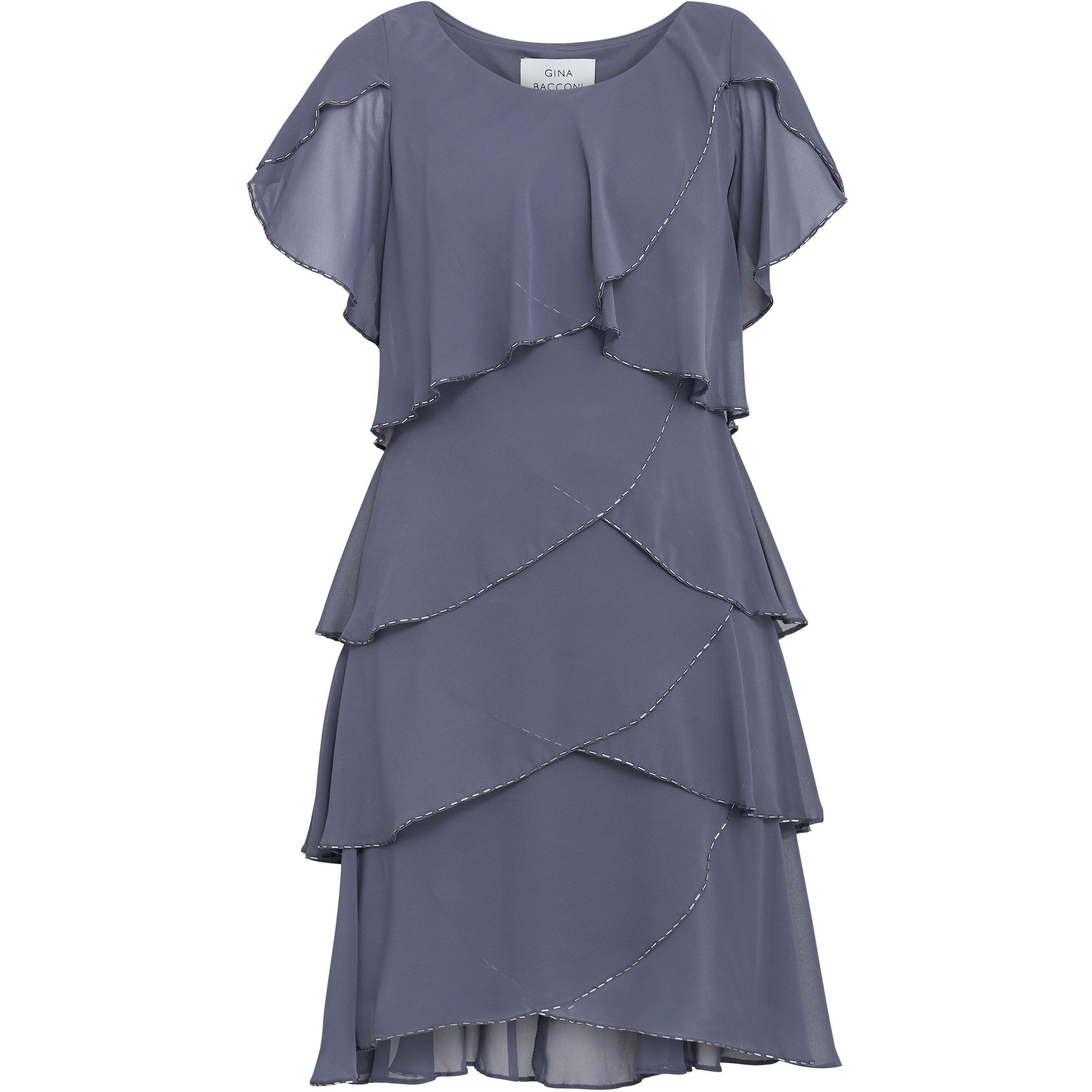 Steel - Gina Bacconi - Trysta Bugle Tiered Cocktail Dress - 4