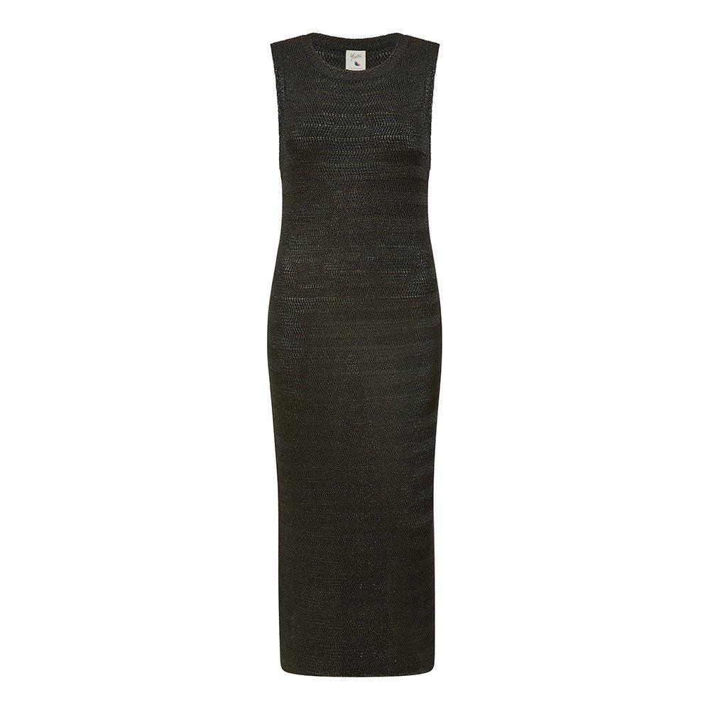 Black - Yumi - Black Lurex Knitted Sleeveless Dress - 5