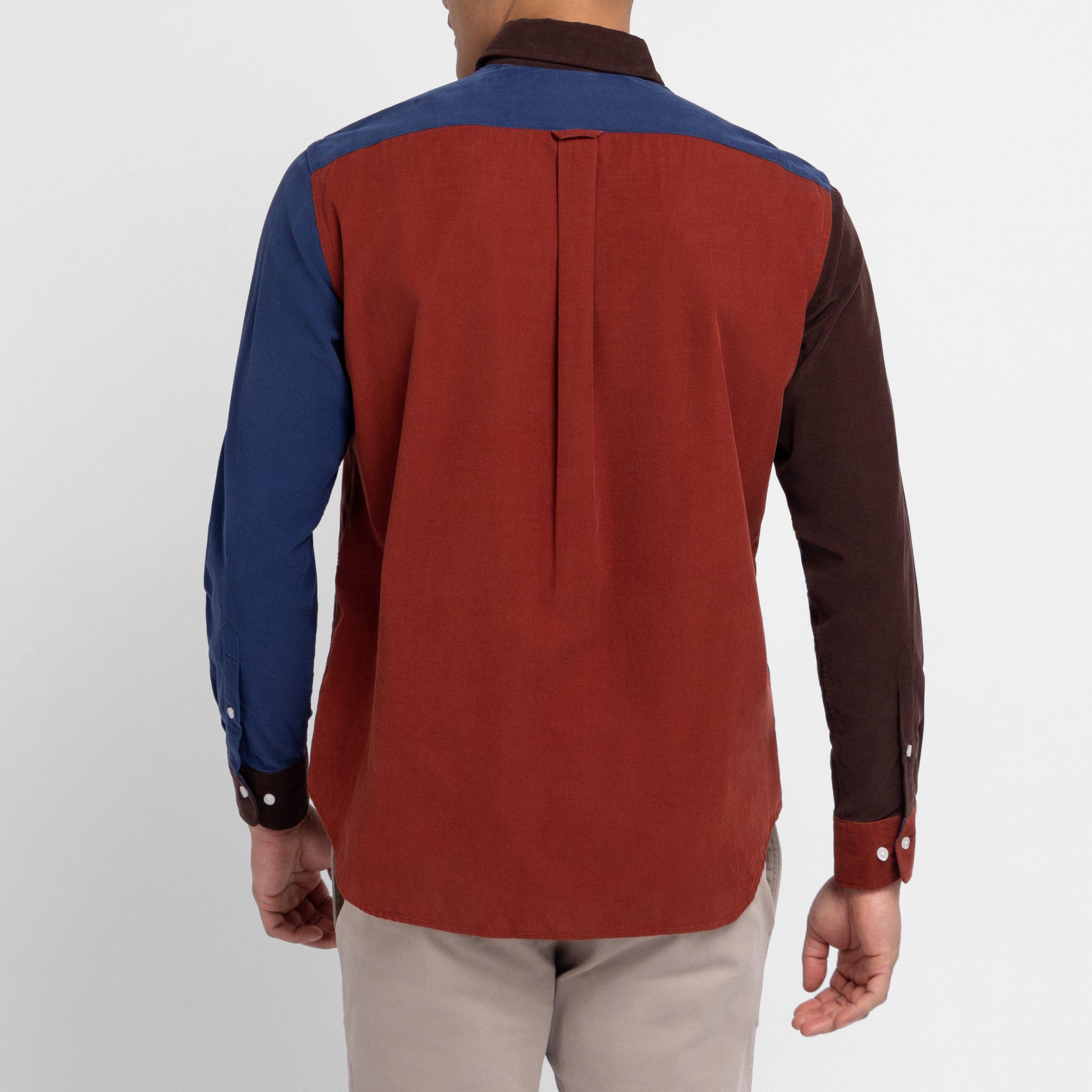 Blf26 - Eden Park - Dark blue colourblock corduroy shirt - 3