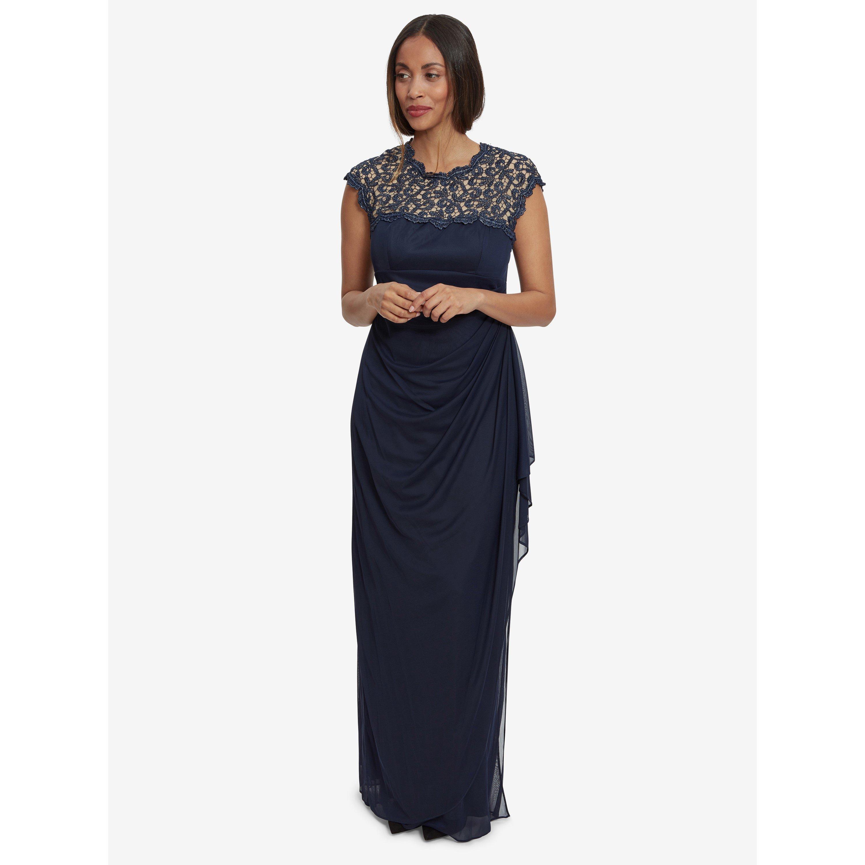 Navy - Gina Bacconi - Eleanor Maxi Mesh Dress With Cutout Back - 1