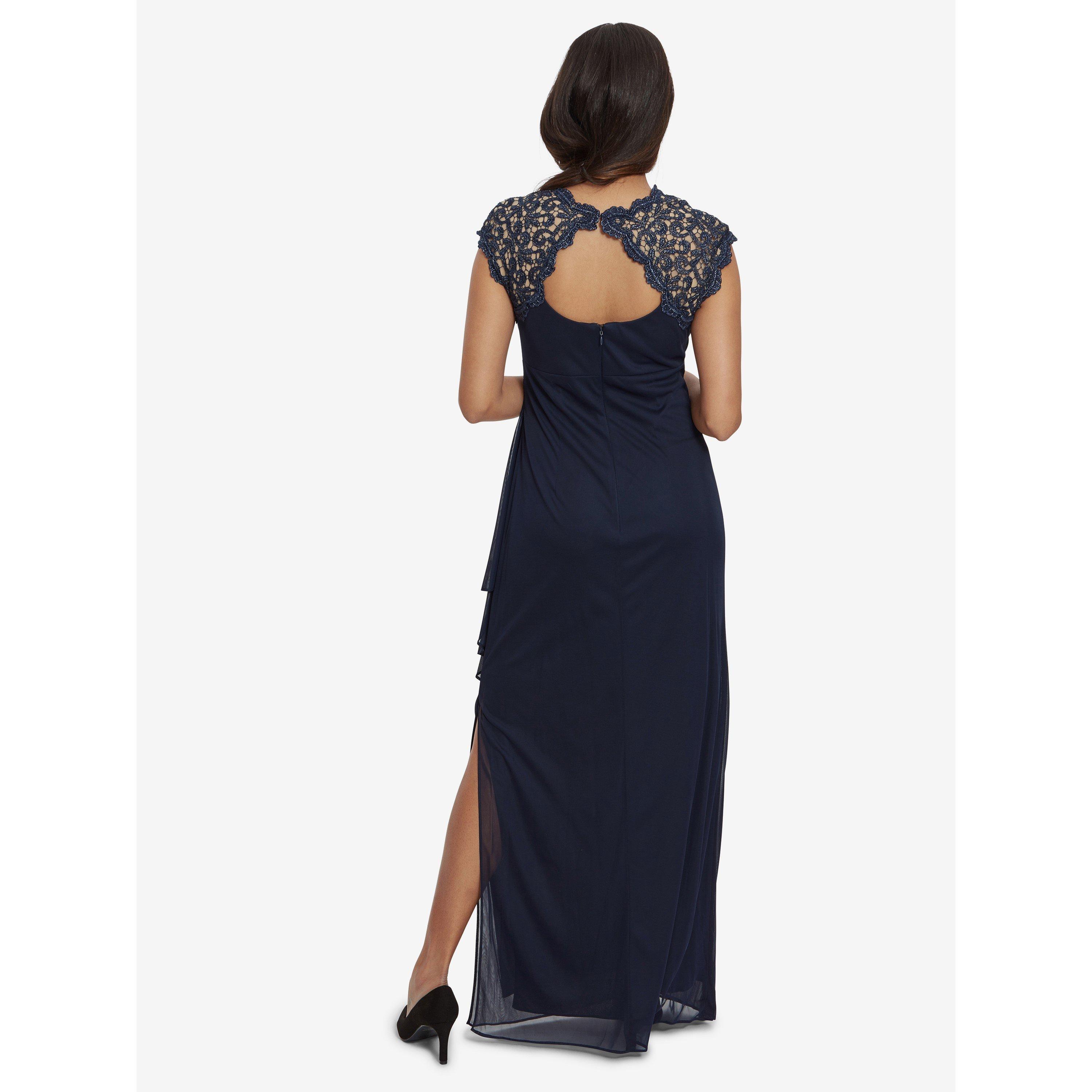 Navy - Gina Bacconi - Eleanor Maxi Mesh Dress With Cutout Back - 2