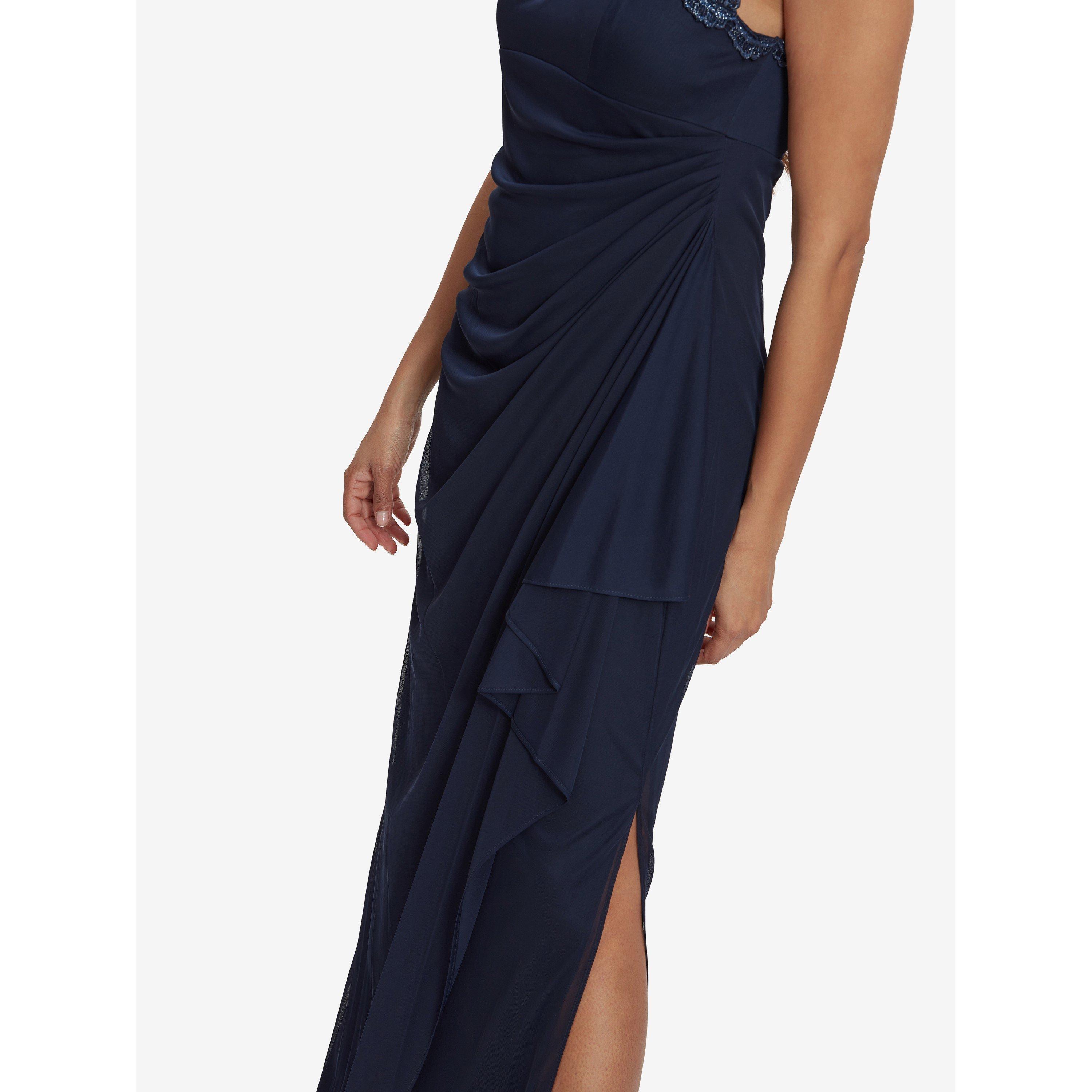 Navy - Gina Bacconi - Eleanor Maxi Mesh Dress With Cutout Back - 5