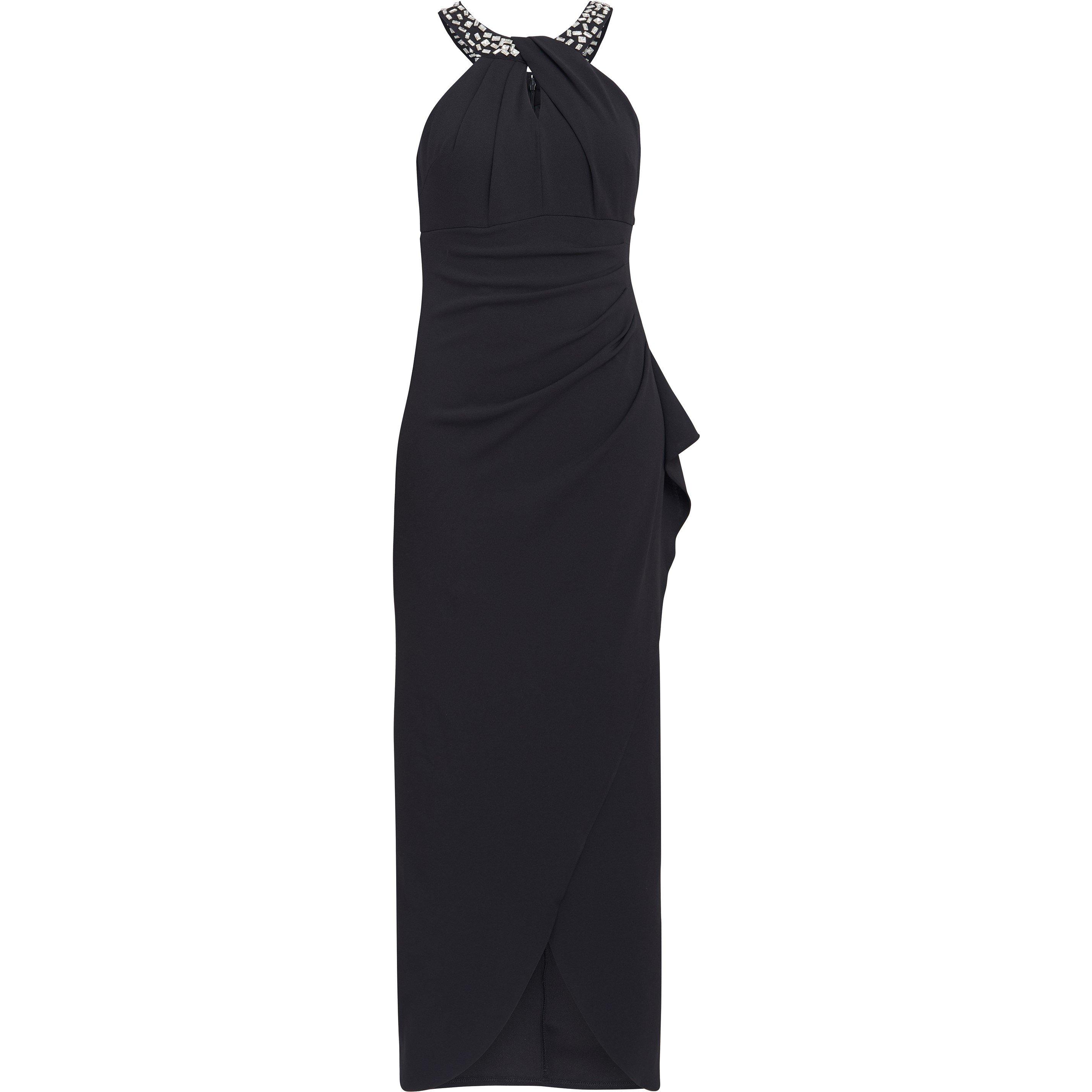 Black - Gina Bacconi - Kasandra Halter Beaded Neck Maxi Dress - 4