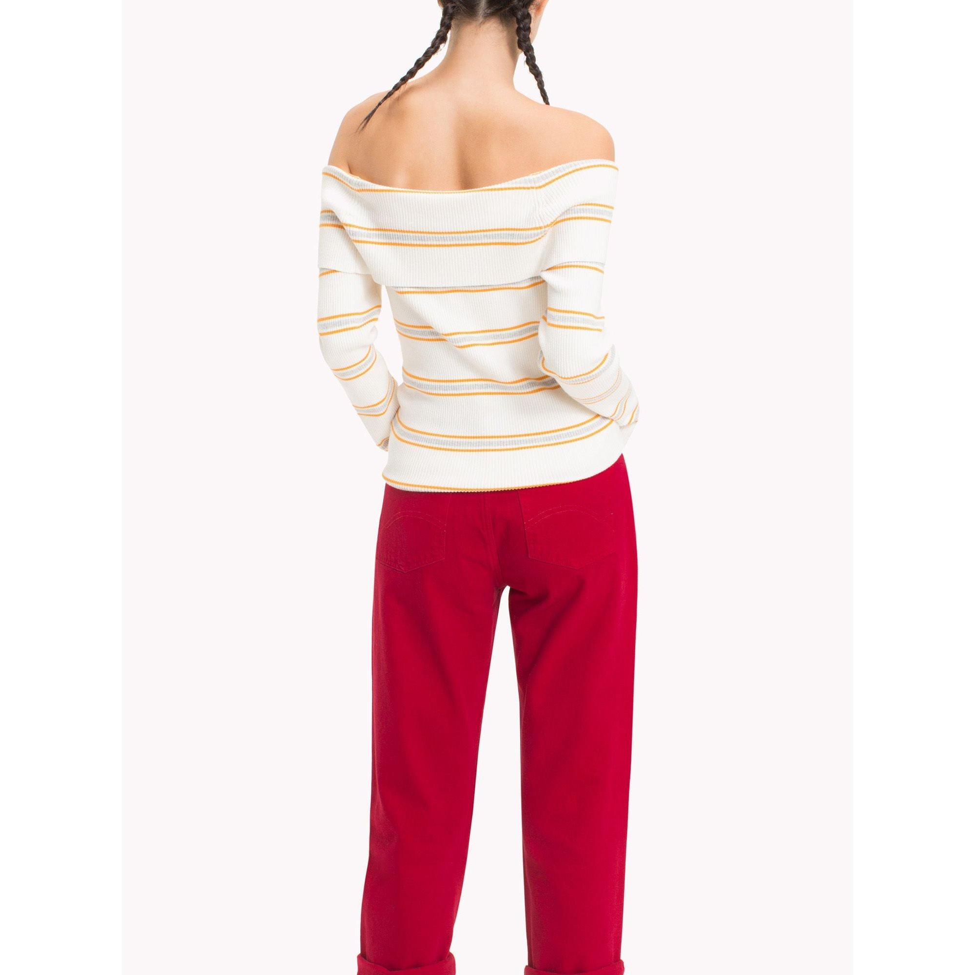 Bianco - Tommy Jeans - Tommy Jeans Off Shoulder Rib Sweater - 3