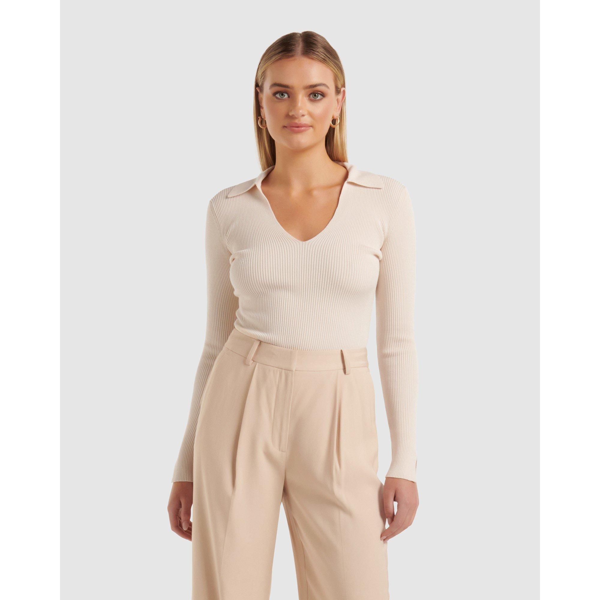 Cream - Forever New - Selena Collar Knit Top - 2