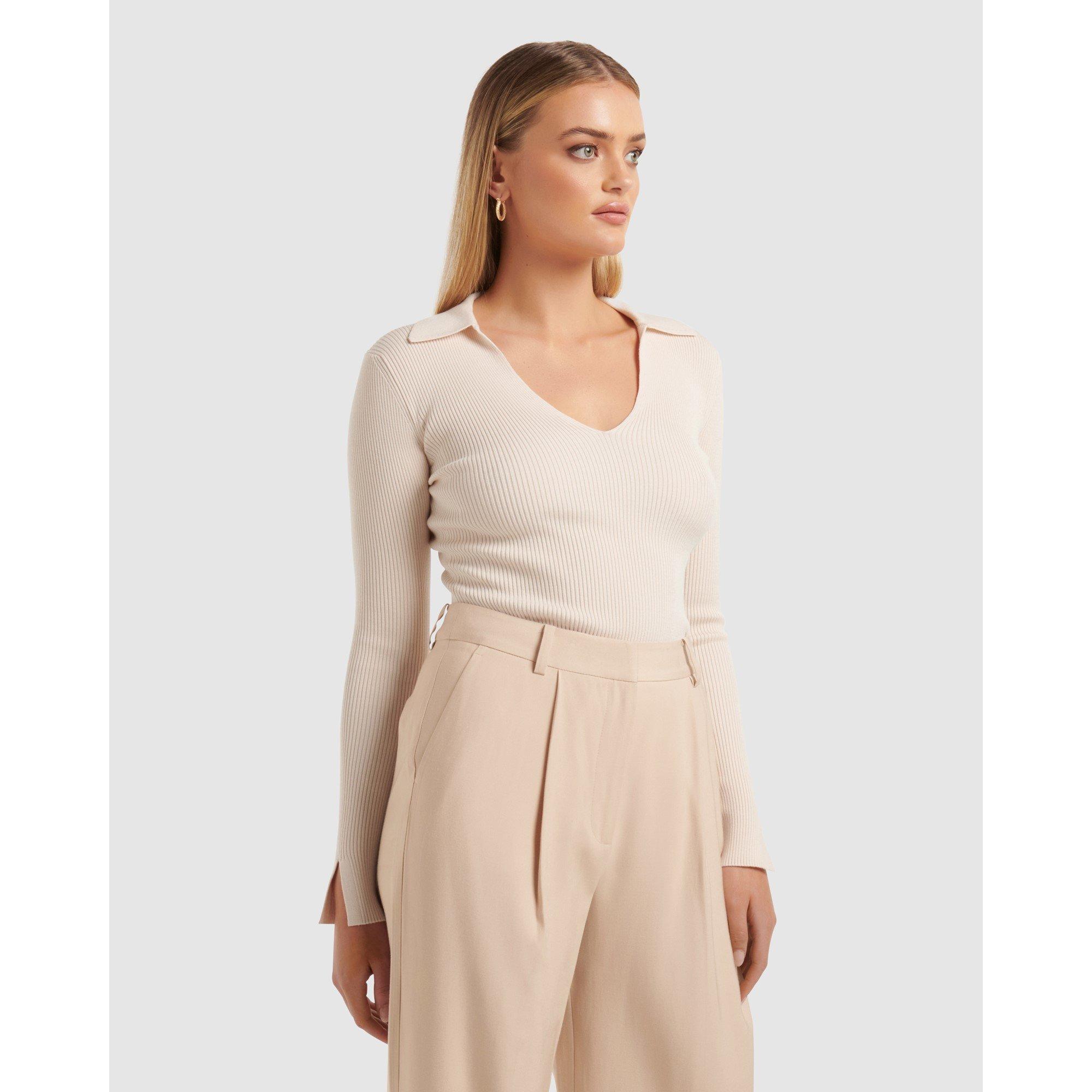 Cream - Forever New - Selena Collar Knit Top - 4