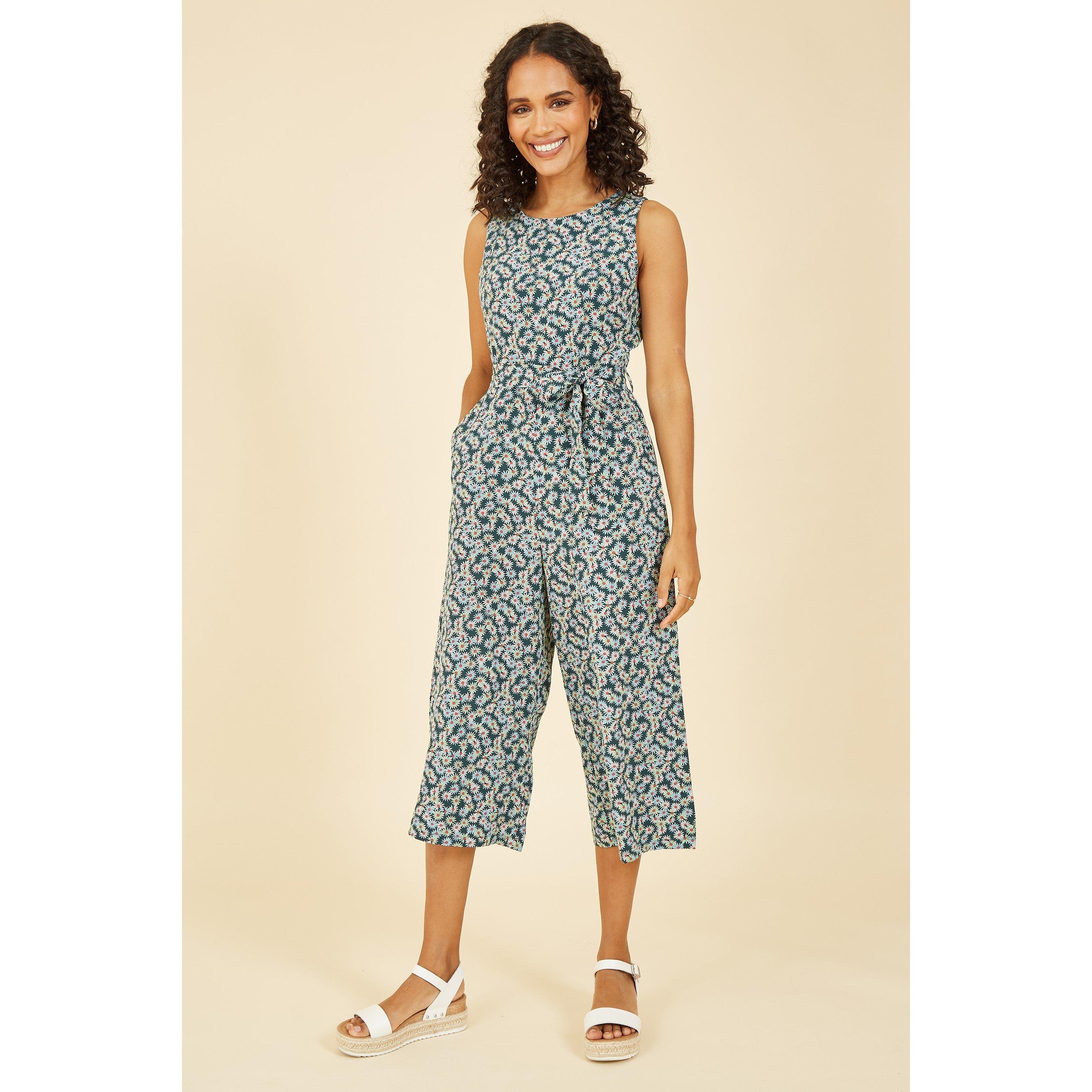Mela London Women's Daisy Floral Print Jumpsuit Green - 14