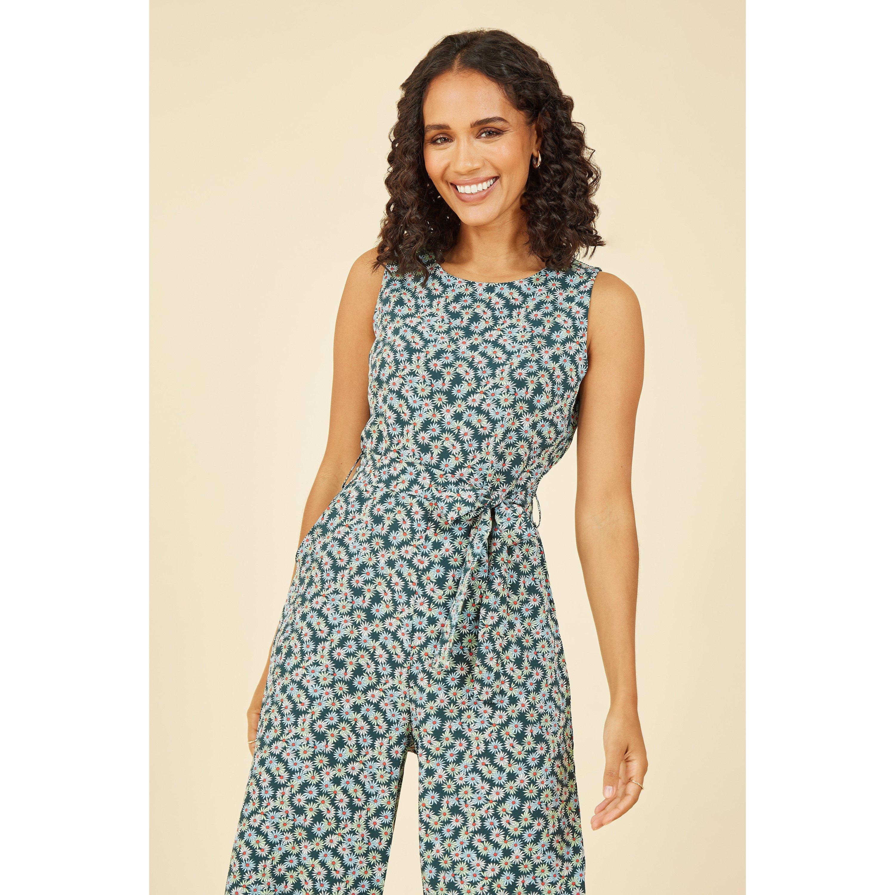 Green - Mela London - Green Daisy Floral Print Jumpsuit - 2