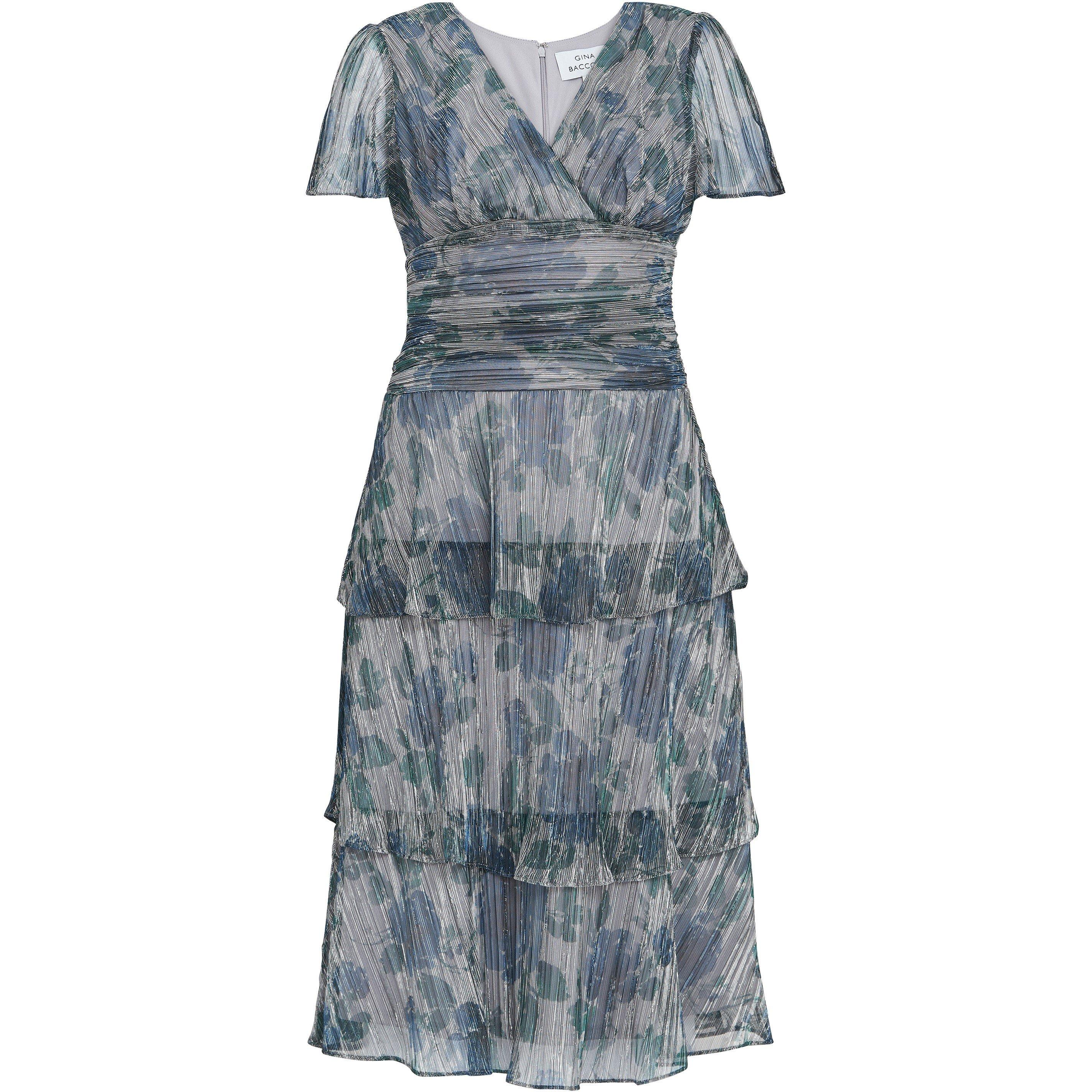 Blue - Gina Bacconi - June Midi Printed Dress with Skirt - 4