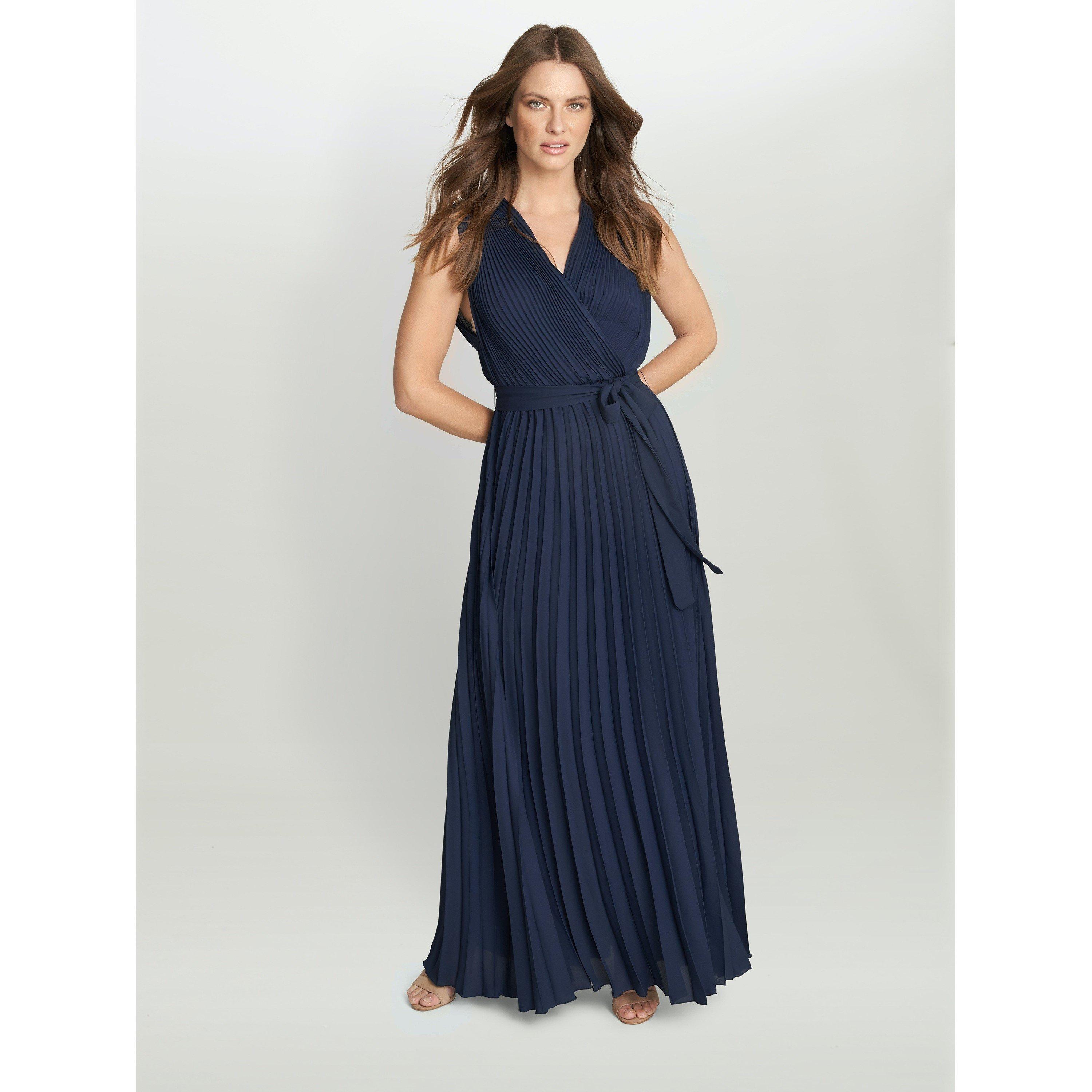 Gina Bacconi Women's Chelsey Maxi Dress With Pleat Skirt - Navy - M