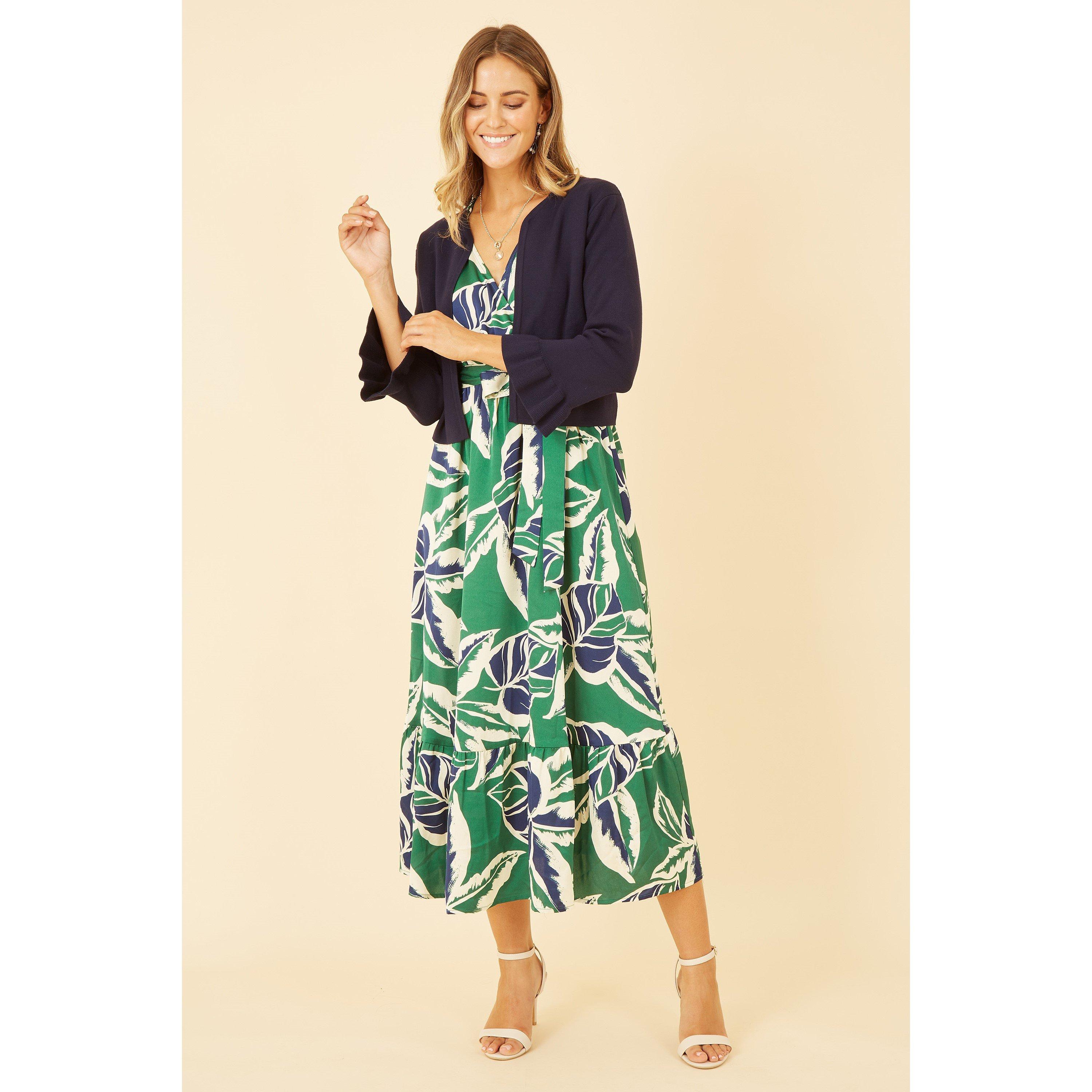 Navy - Yumi - Navy Cropped Cardigan With Bell Sleeves - 2