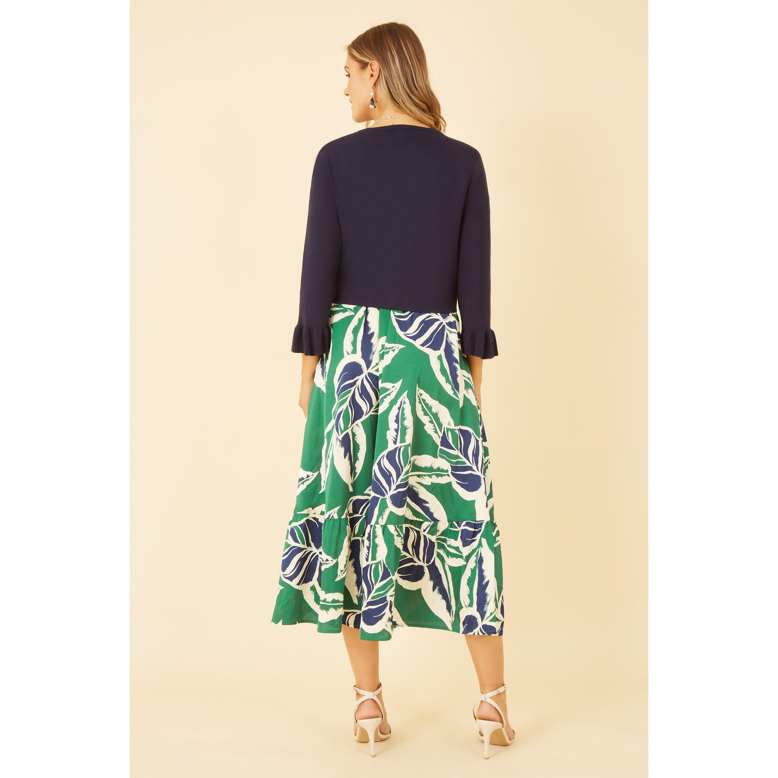 Navy - Yumi - Navy Cropped Cardigan With Bell Sleeves - 3