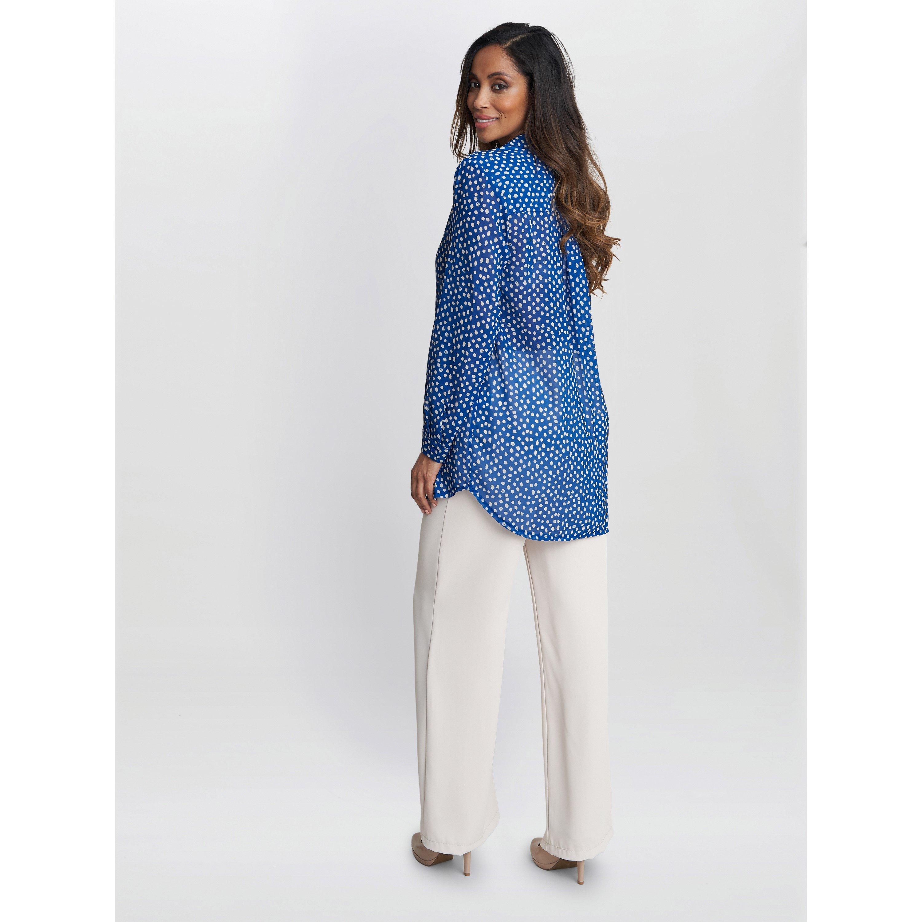 Blue - Gina Bacconi - Lara Print Georgette Shirt - 2