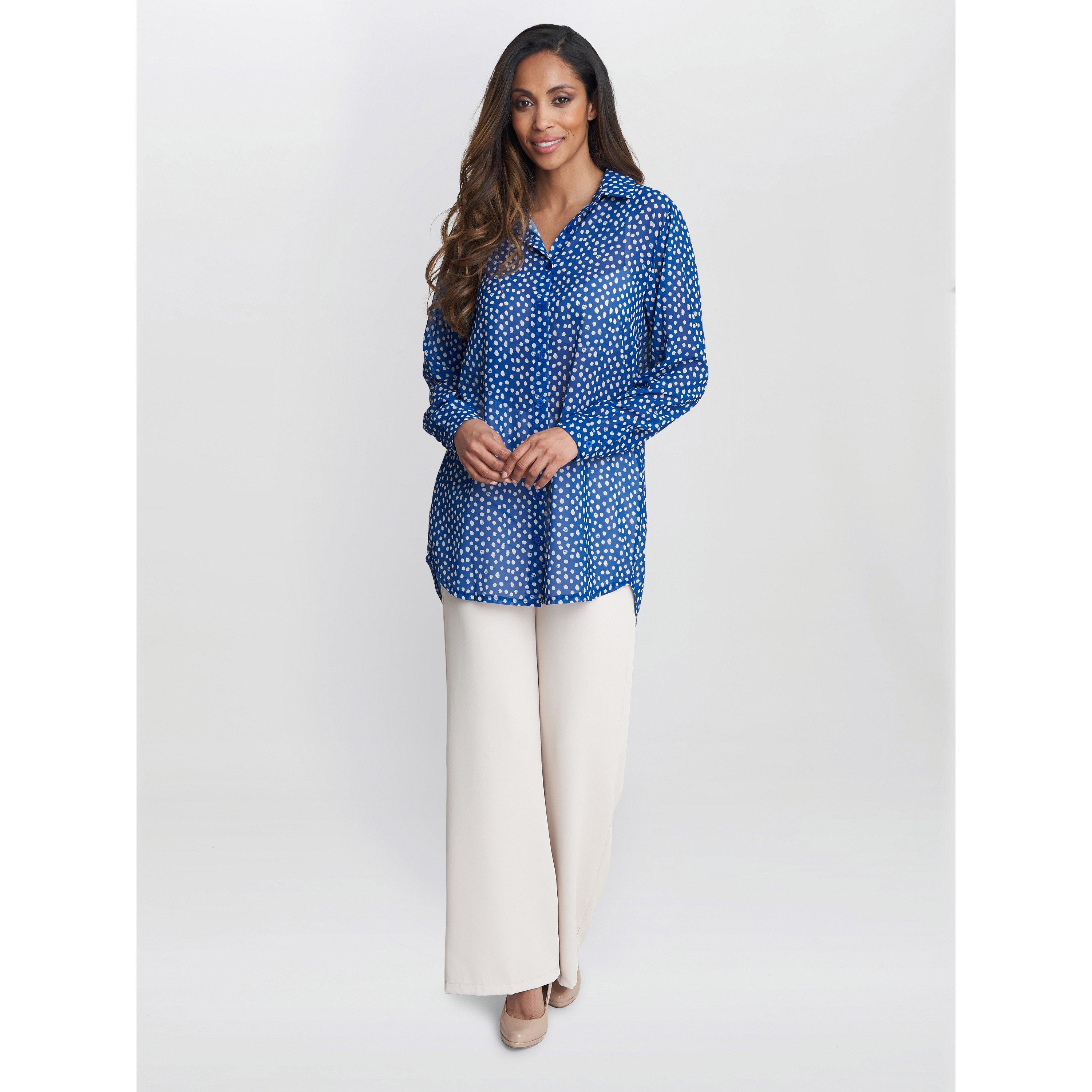 Blue - Gina Bacconi - Lara Print Georgette Shirt - 3