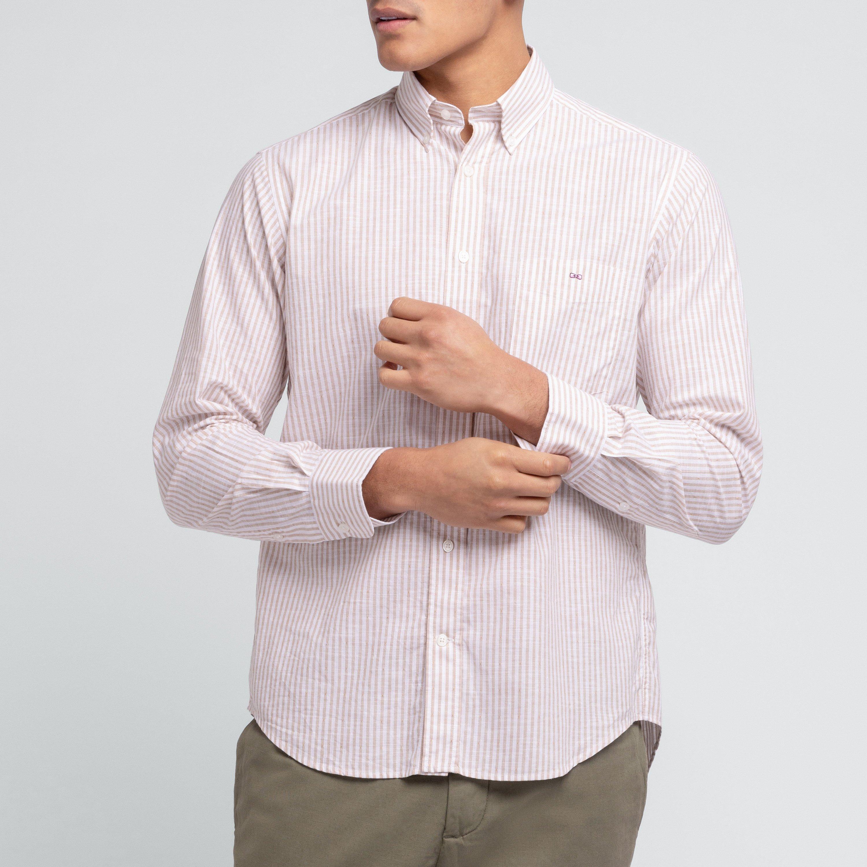 Mac2 - Eden Park - Striped beige cotton shirt - 2